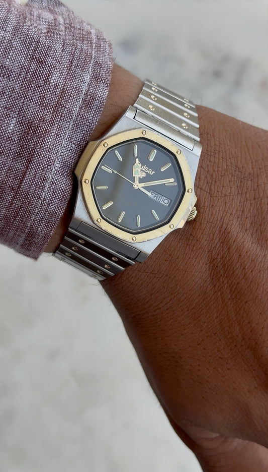 1982 Pulsar Quartz 100m “Nautilus” By SEIKO Day Date Watch