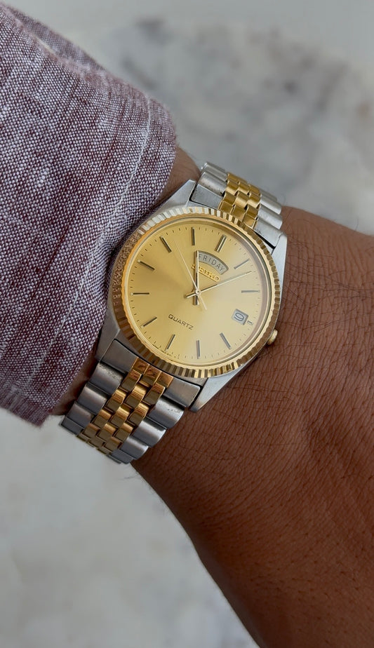 Jonathan / 1982 Pulsar Quartz 100m “Nautilus” By SEIKO Day Date Watch & 1994 Seiko Quartz Weekdater “President” Watch