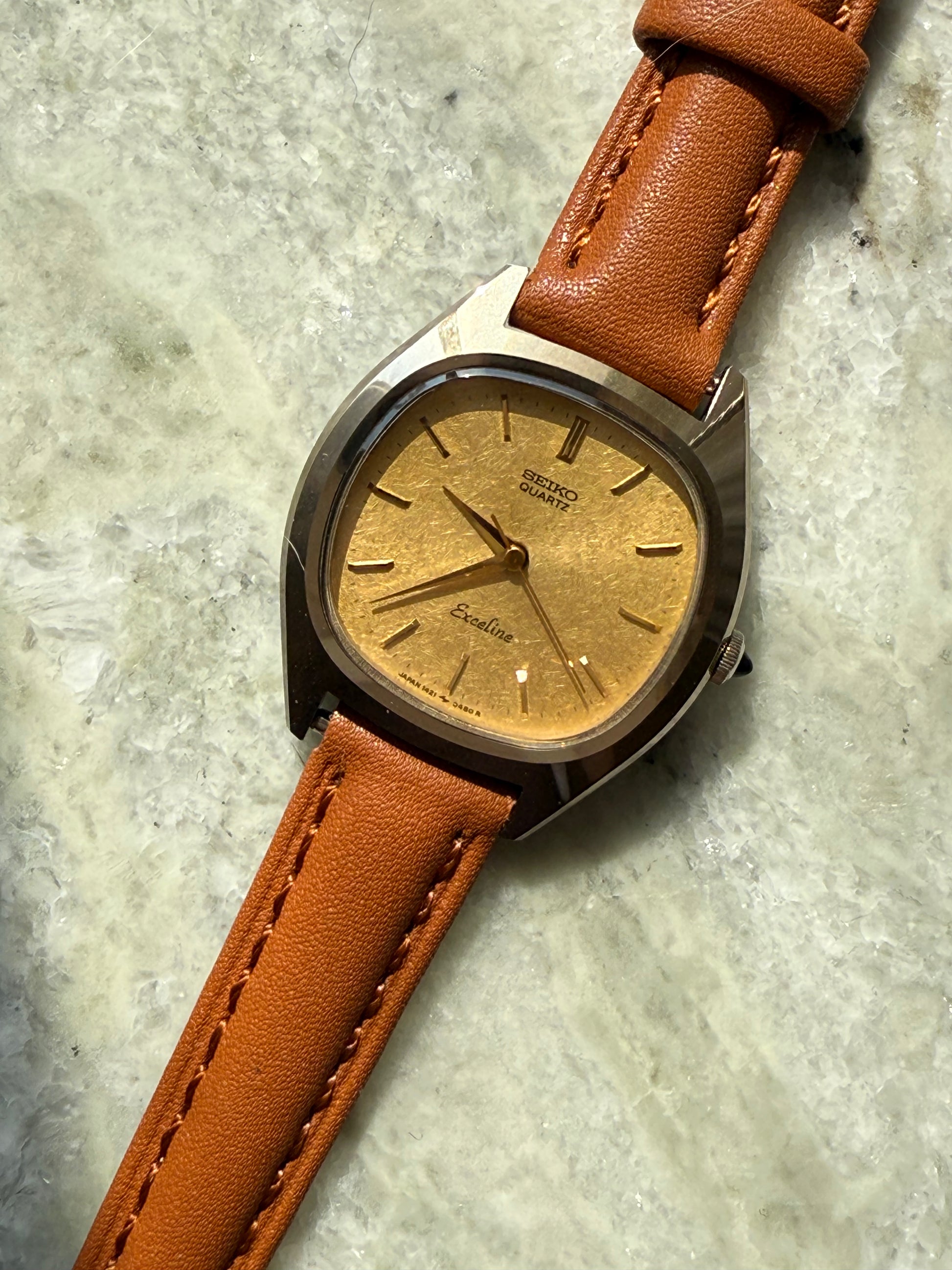 1981 Seiko Quartz Exceline NSAG Champagne Tone Watch