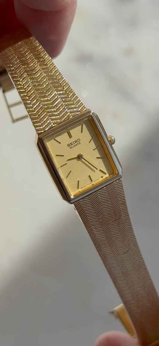 1984 Seiko Quartz Gold Tone Tank Watch