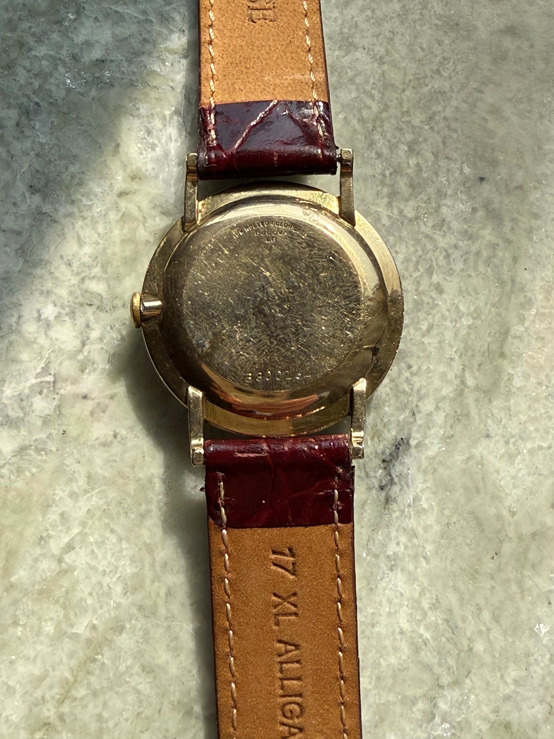 1956 Bulova 10k RGP Patina Dial Small Seconds Mechanical Watch