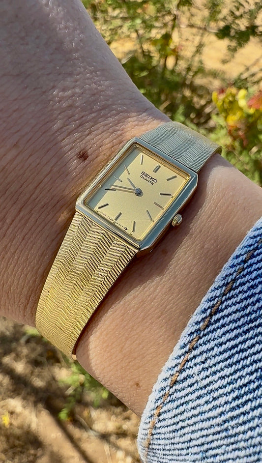1984 Seiko Quartz Gold Tone Tank Watch