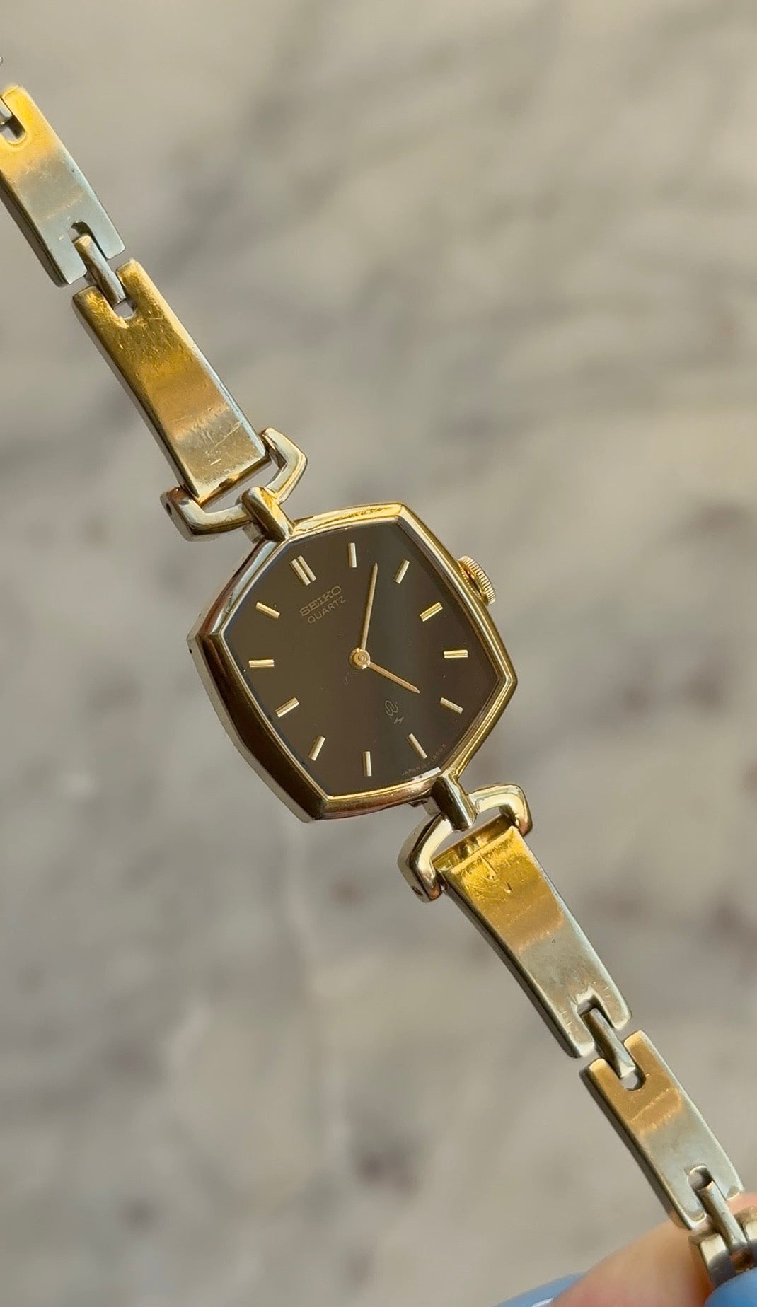 1978 Seiko Quartz Gold Plated Hexagon Bracelet Watch