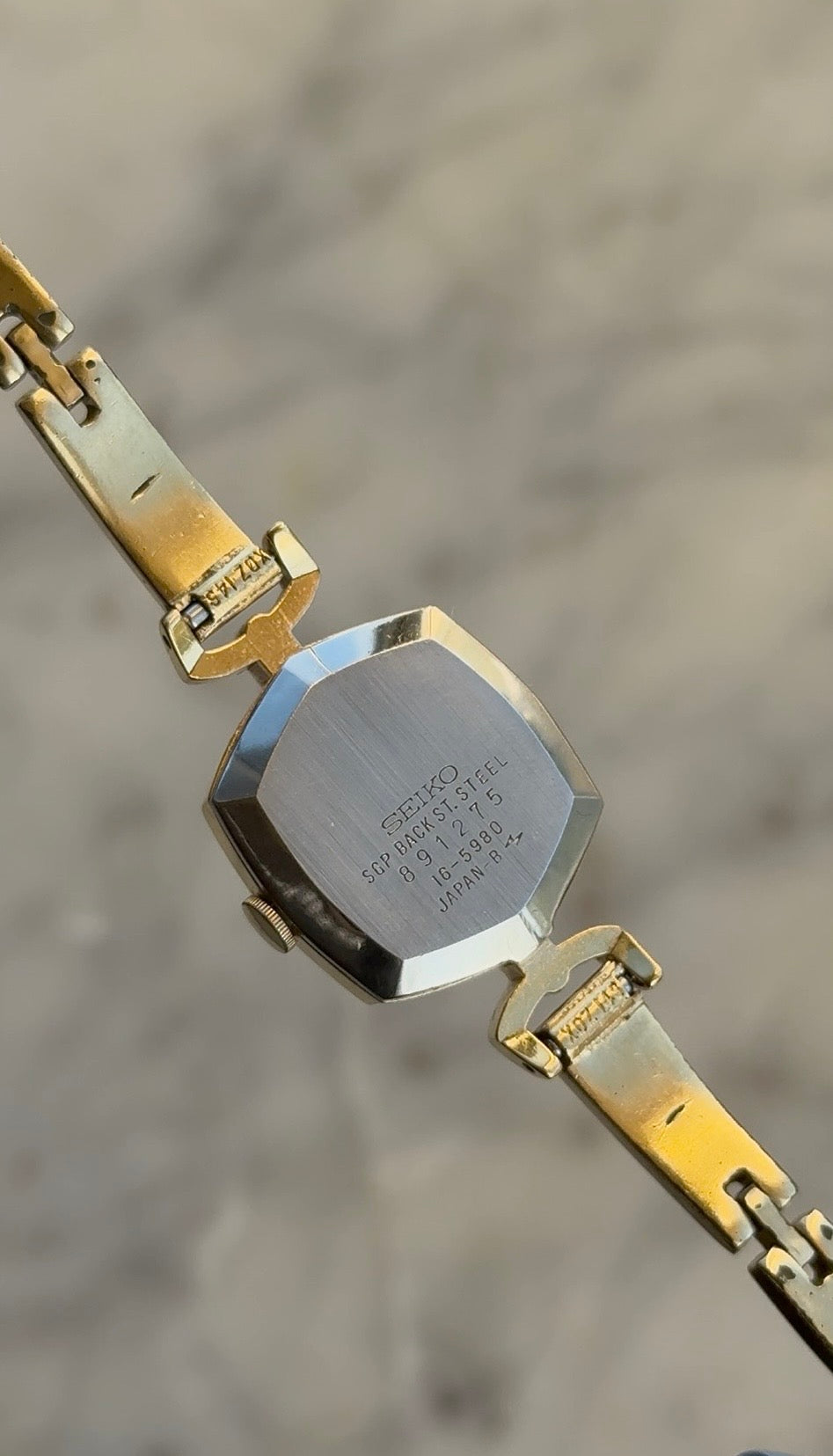 1978 Seiko Quartz Gold Plated Hexagon Bracelet Watch