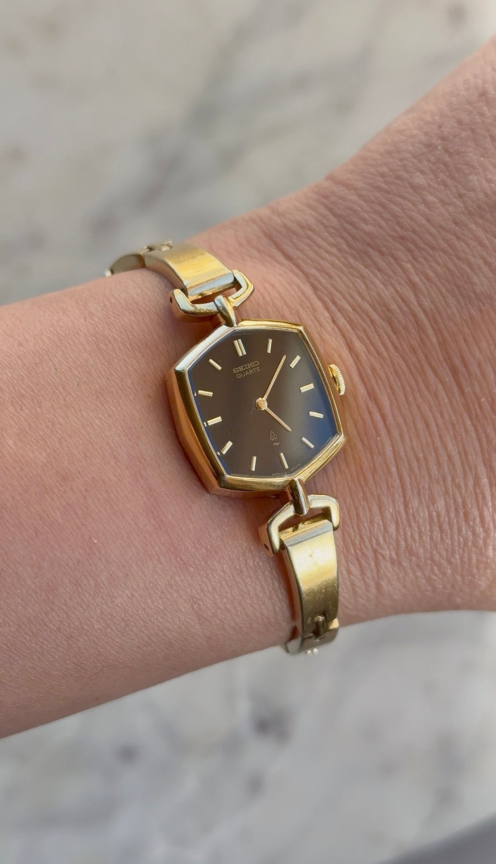 1978 Seiko Quartz Gold Plated Hexagon Bracelet Watch