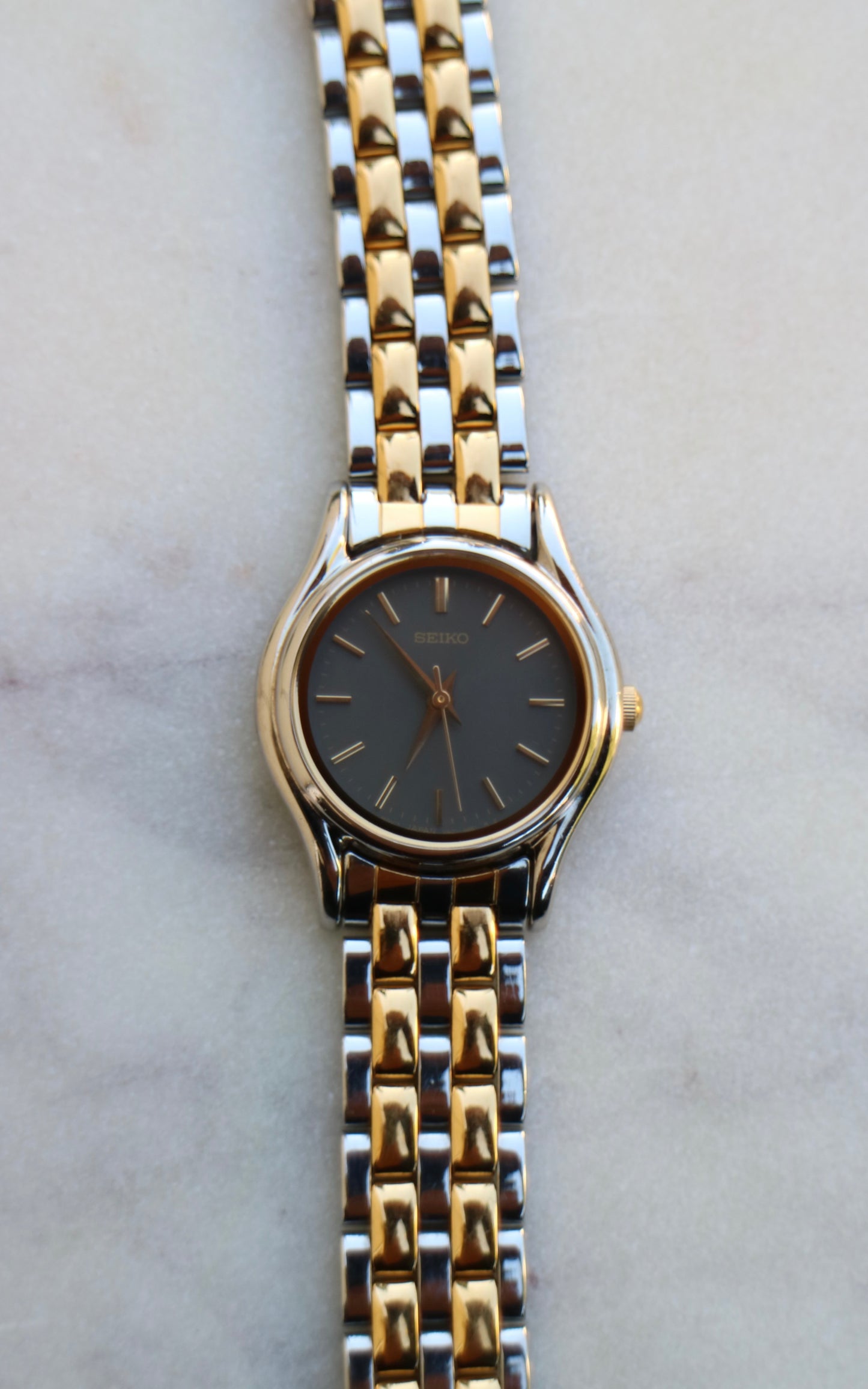 Vintage Seiko Quartz Watch Dual Tone Steel Band