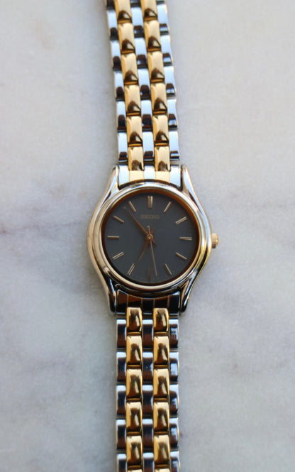 Vintage Seiko Quartz Watch Dual Tone Steel Band
