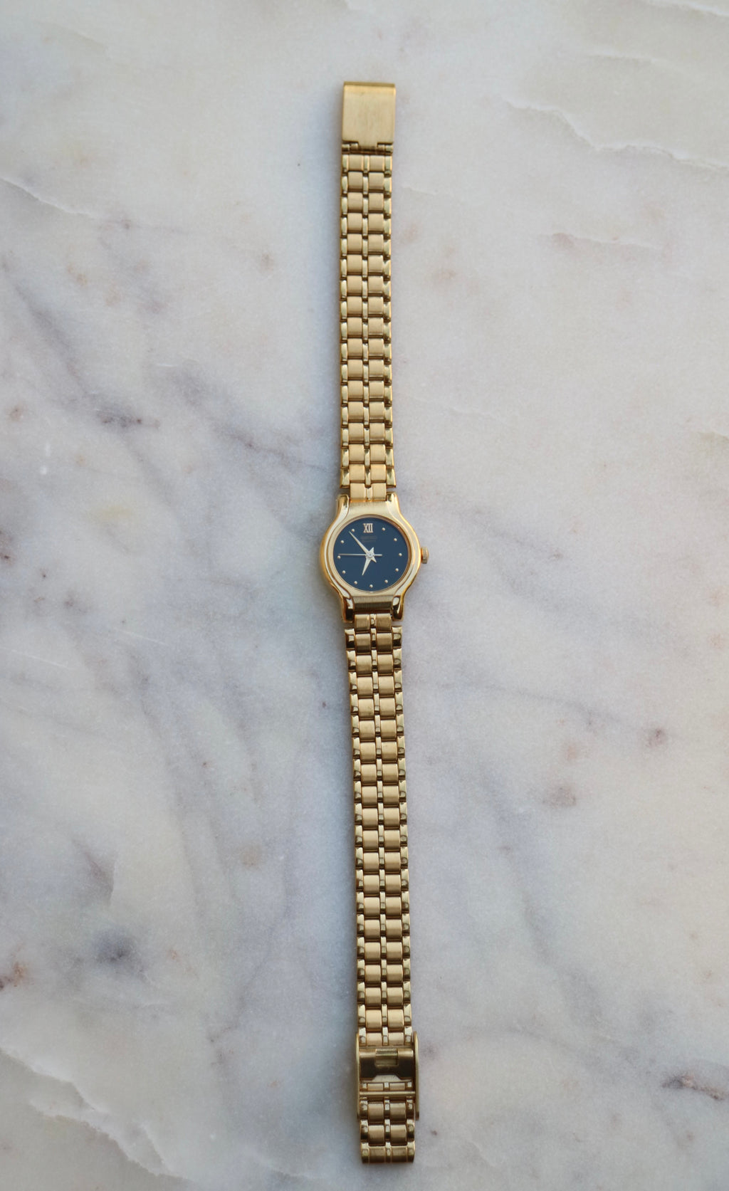 Seiko Quartz Watch Gold Tone Black Analog (NEAR MINT)