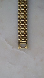 Seiko Vintage Women's 17mm Gold Tone Tank Watch with Gold Dial