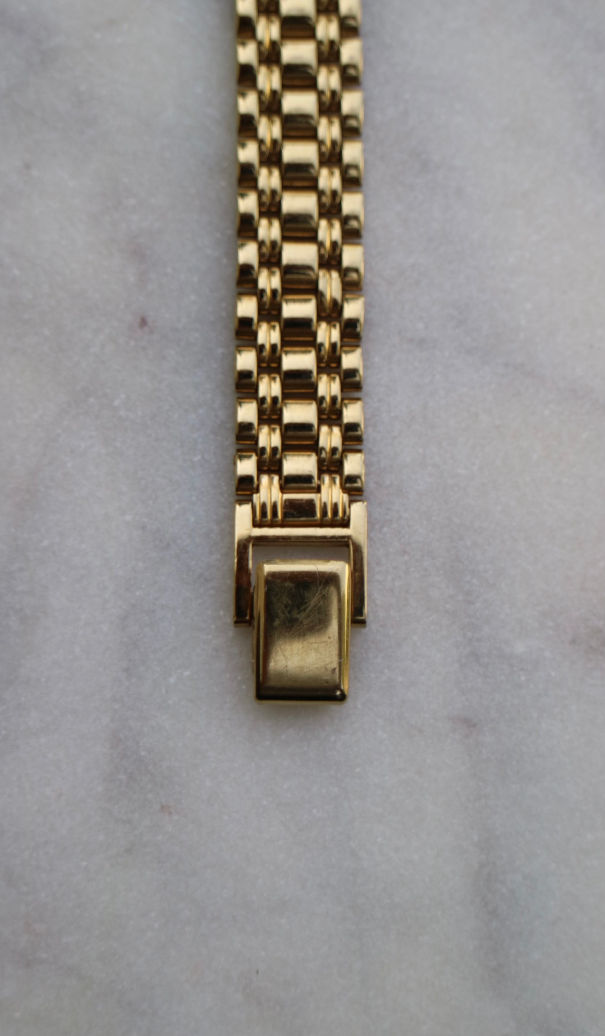 Seiko Vintage Women's 17mm Gold Tone Tank Watch with Gold Dial