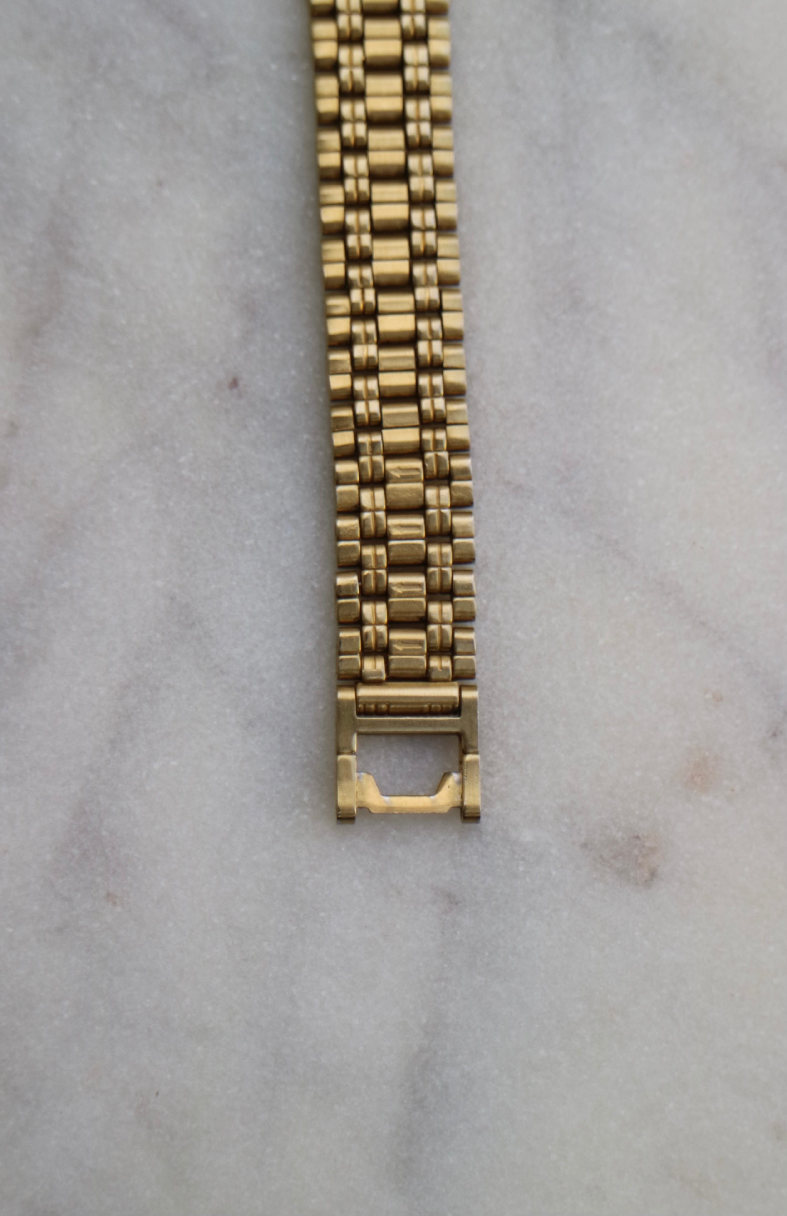 Seiko Vintage Women's 17mm Gold Tone Tank Watch with Gold Dial