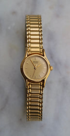 Seiko Vintage Quartz Women's Watch – 1N01-0E19 Gold Tone Stretch Band, Classic Analog Display, New Battery Installed