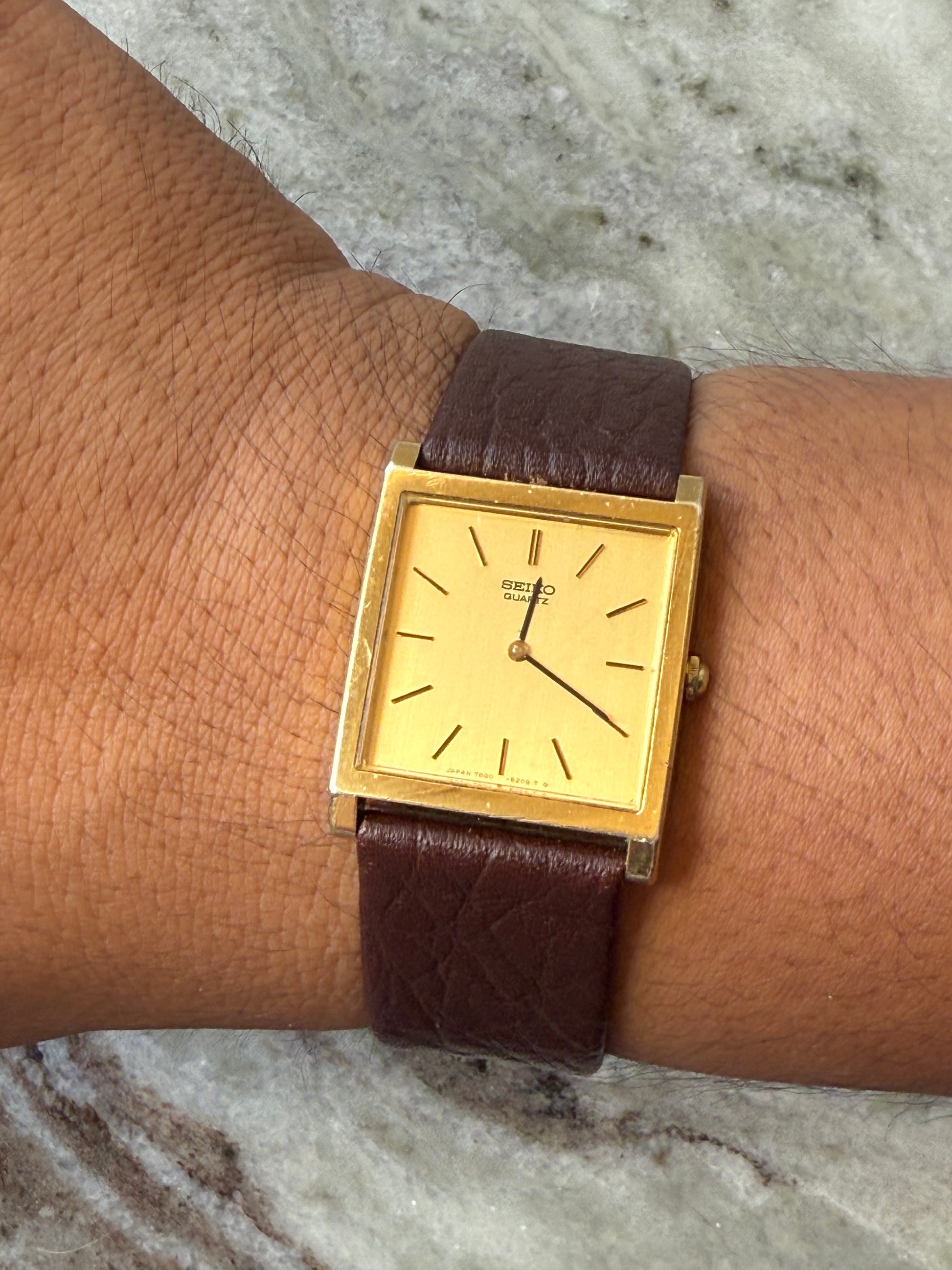 1979 Seiko Quartz Gold Tone Tank Watch