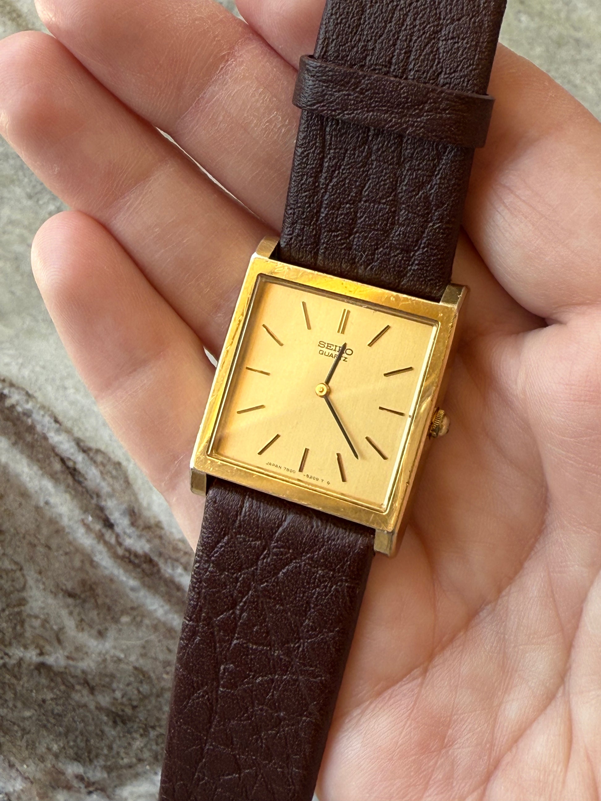 1979 Seiko Quartz Gold Tone Tank Watch