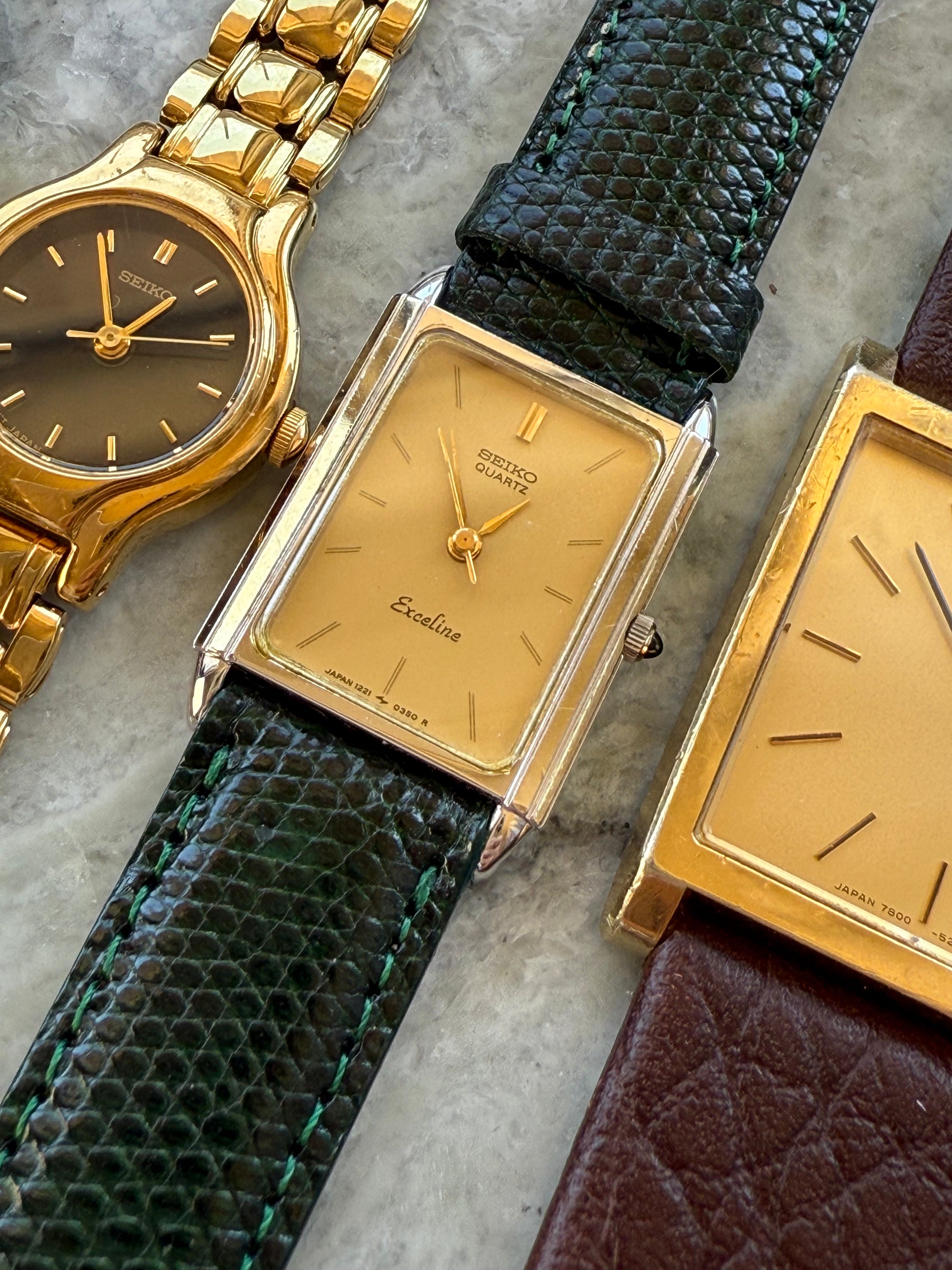 1983 Seiko Exceline Quartz Two Tone Tank Watch