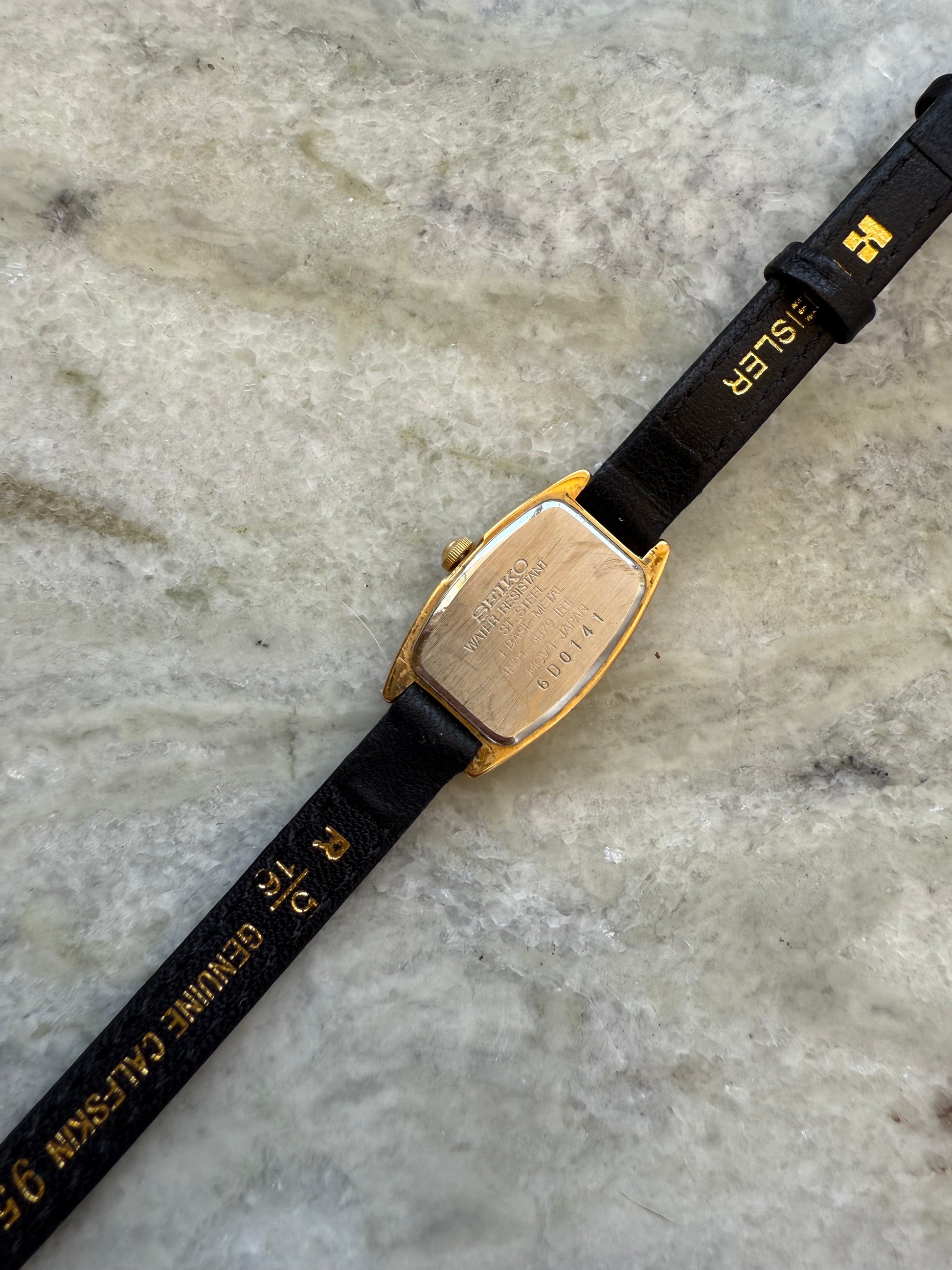 1996 Seiko Tonneau Tank Gold Tone Watch