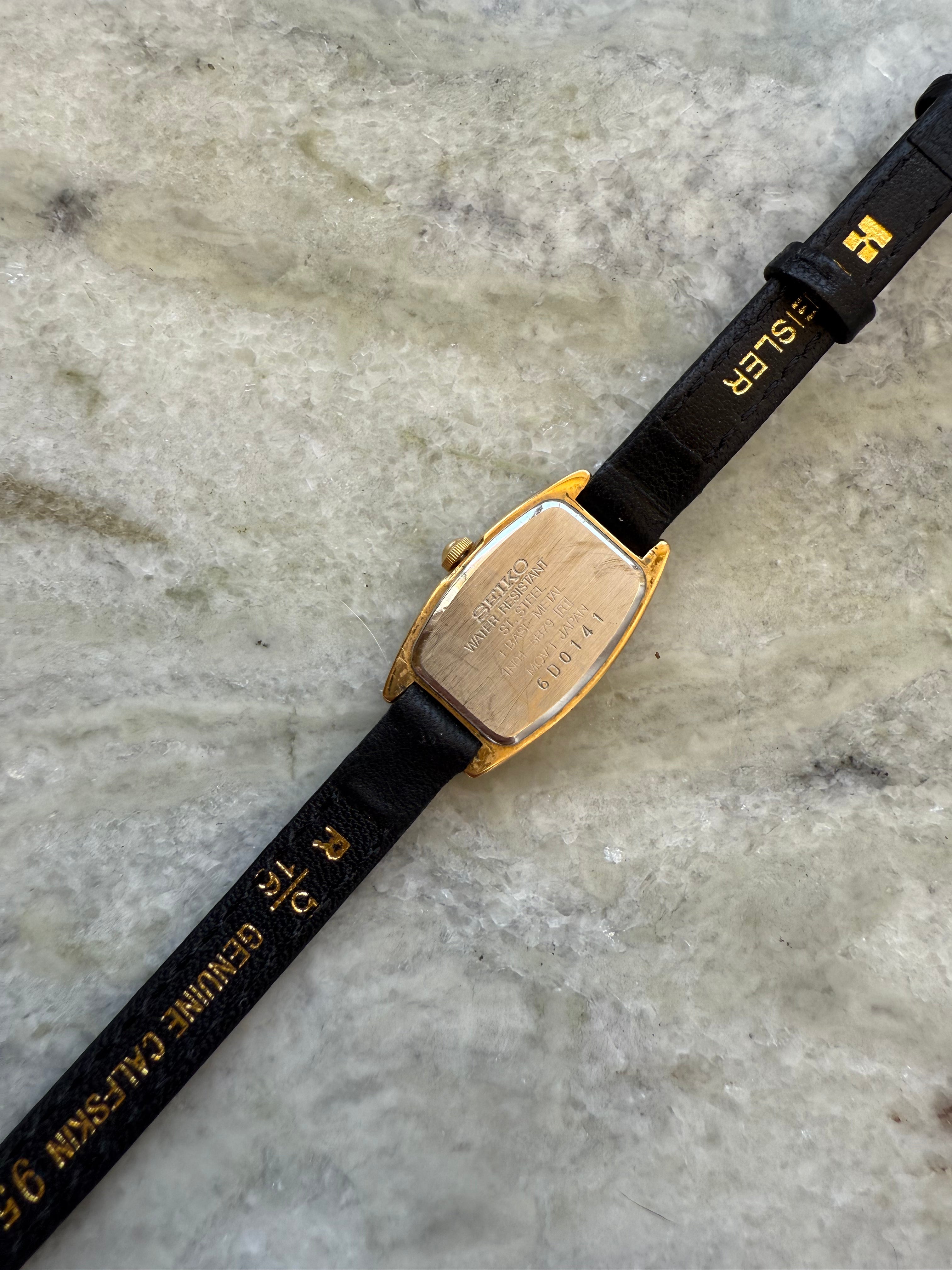 1996 Seiko Tonneau Tank Gold Tone Watch