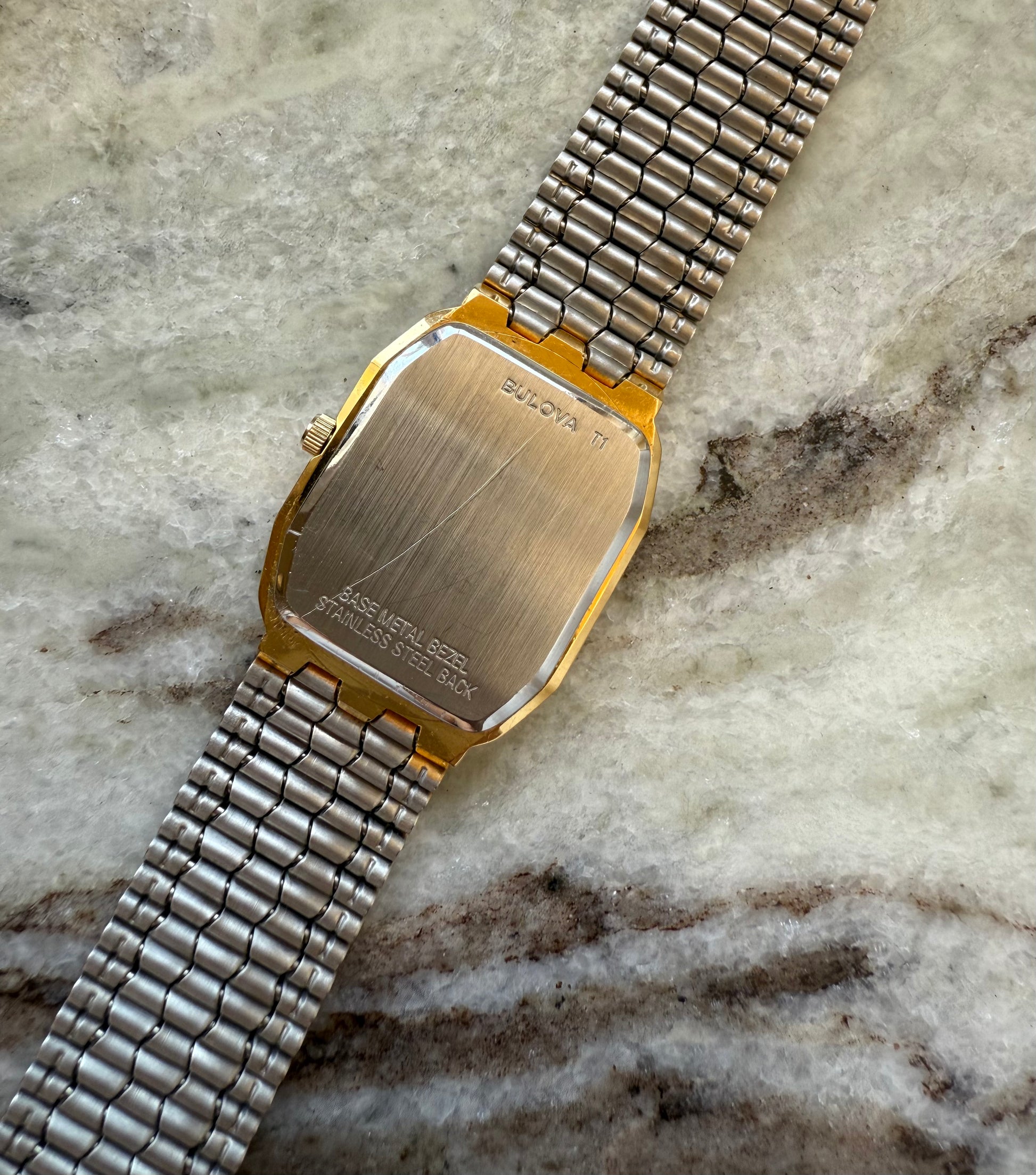 1991 Caravelle Quartz by BULOVA Gold Tone Tank Watch