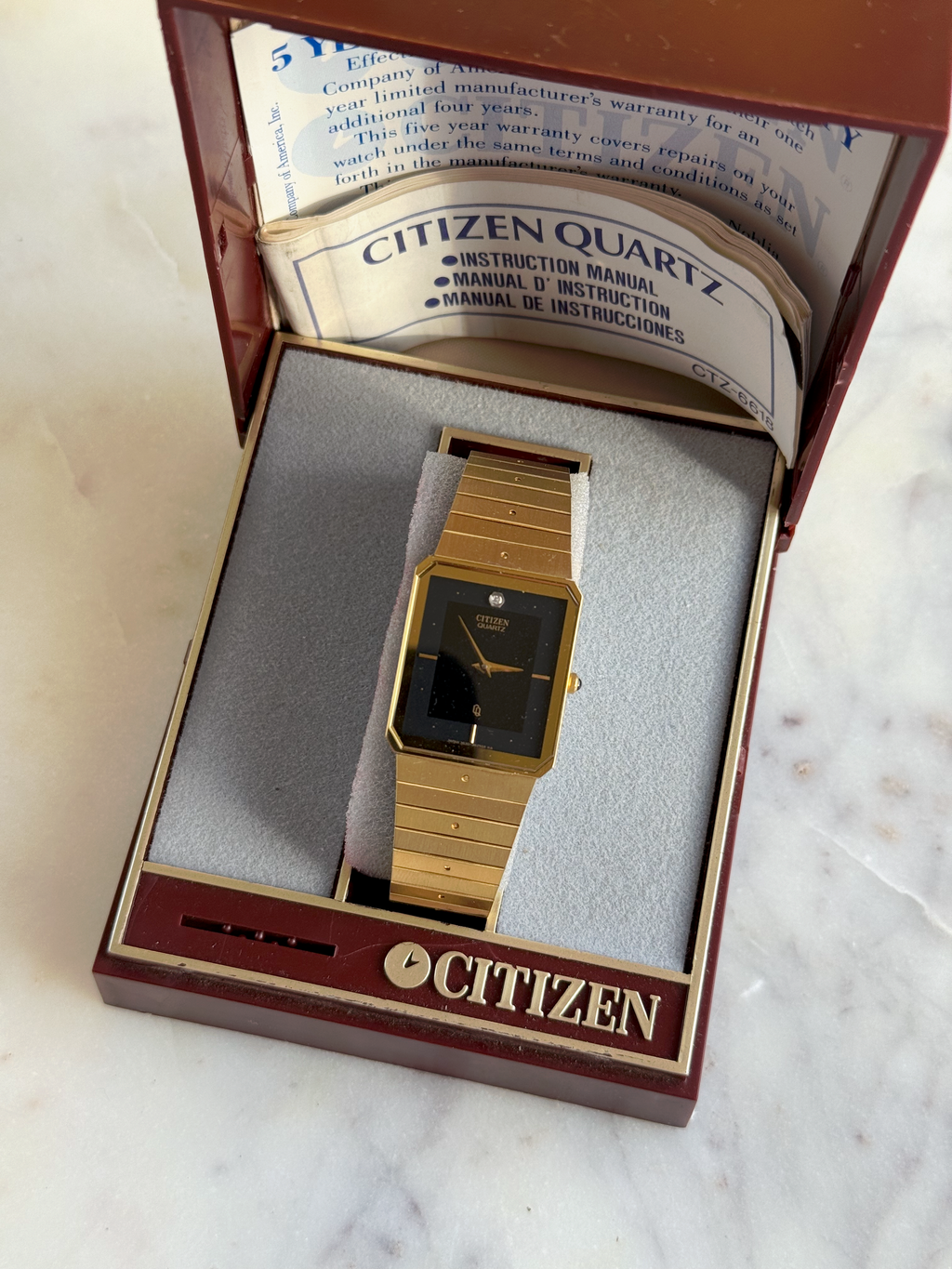 1980’s Citizen Quartz CQ Gold Tone Tank Watch