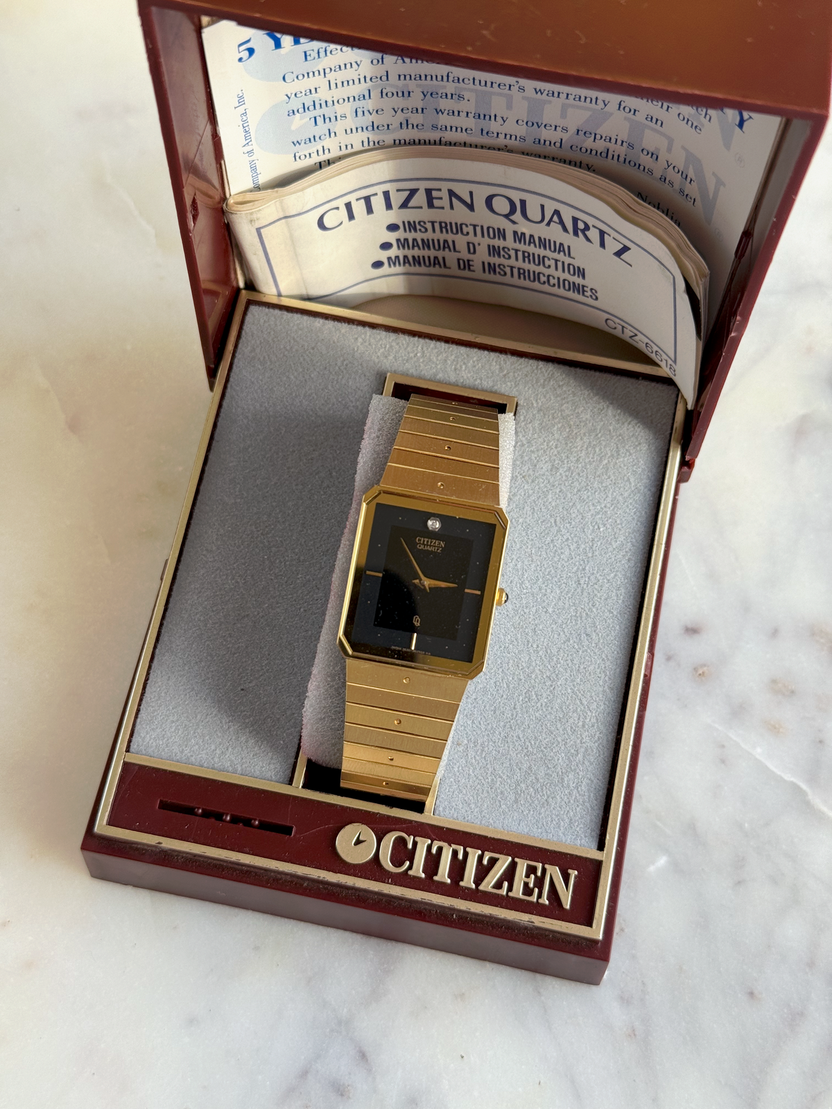 1980’s Citizen Quartz CQ Gold Tone Tank Watch