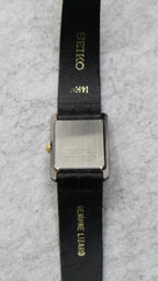 Seiko Quartz Vintage Mother of Pearl Dial/Gunmetal Tone Bezel Tank Watch