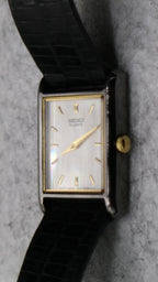 Seiko Quartz Vintage Mother of Pearl Dial/Gunmetal Tone Bezel Tank Watch