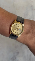 1988 Seiko Quartz SQ “President” Day Date Gold Tone Watch