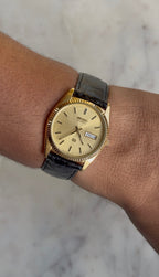 1988 Seiko Quartz SQ “President” Day Date Gold Tone Watch