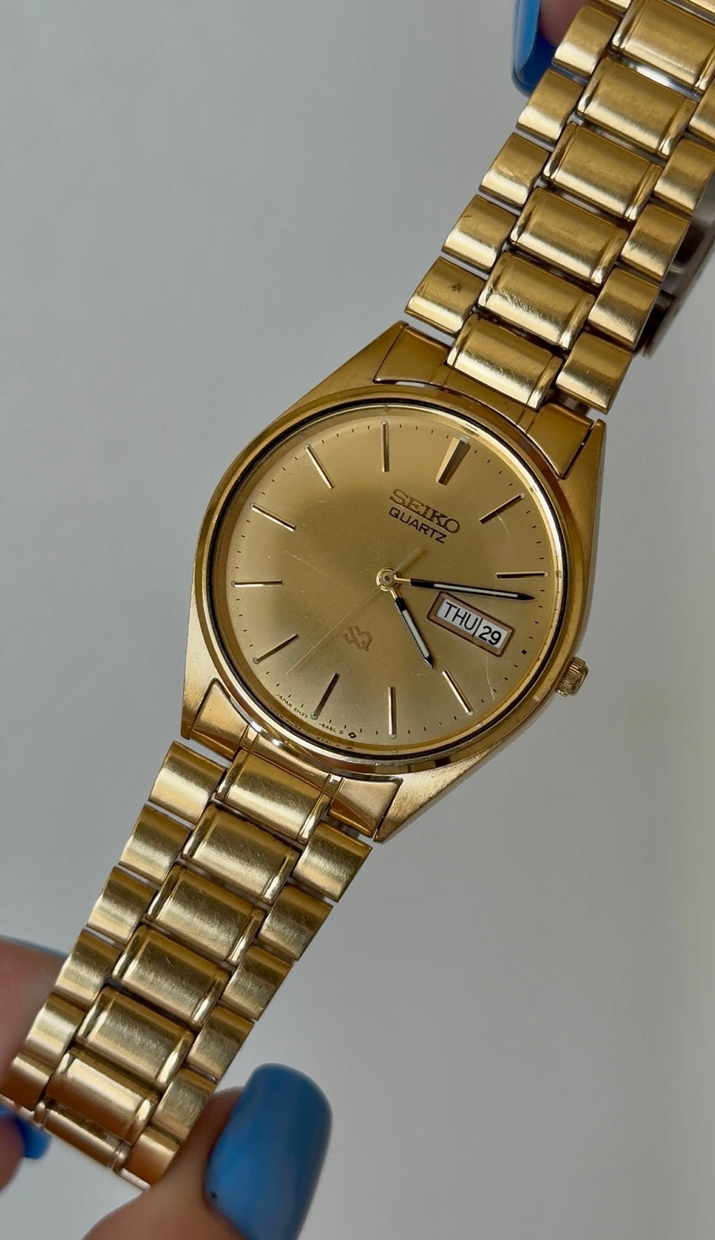 1986 Seiko Quartz SQ Gold Tone Day Date Watch