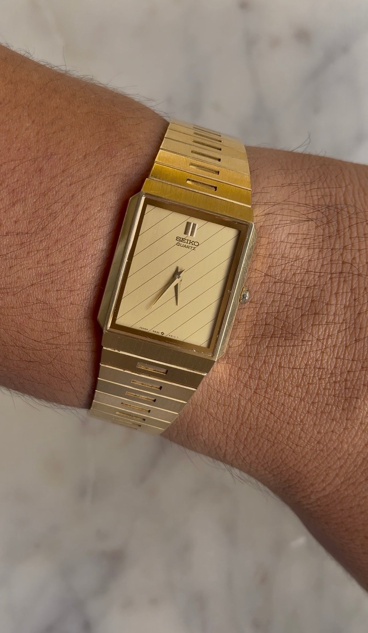 1985 Seiko Quartz Gold Tone Tank Watch