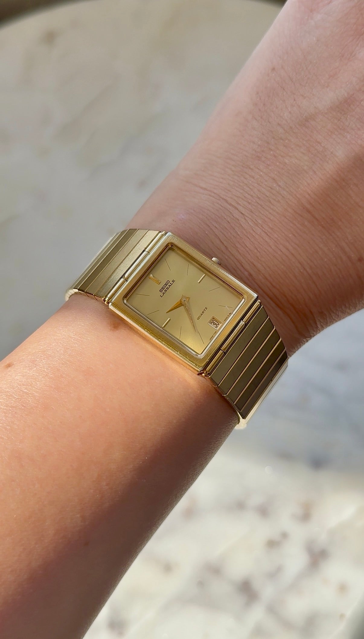 1982 Seiko Lassale Quartz Date Just Tank Watch