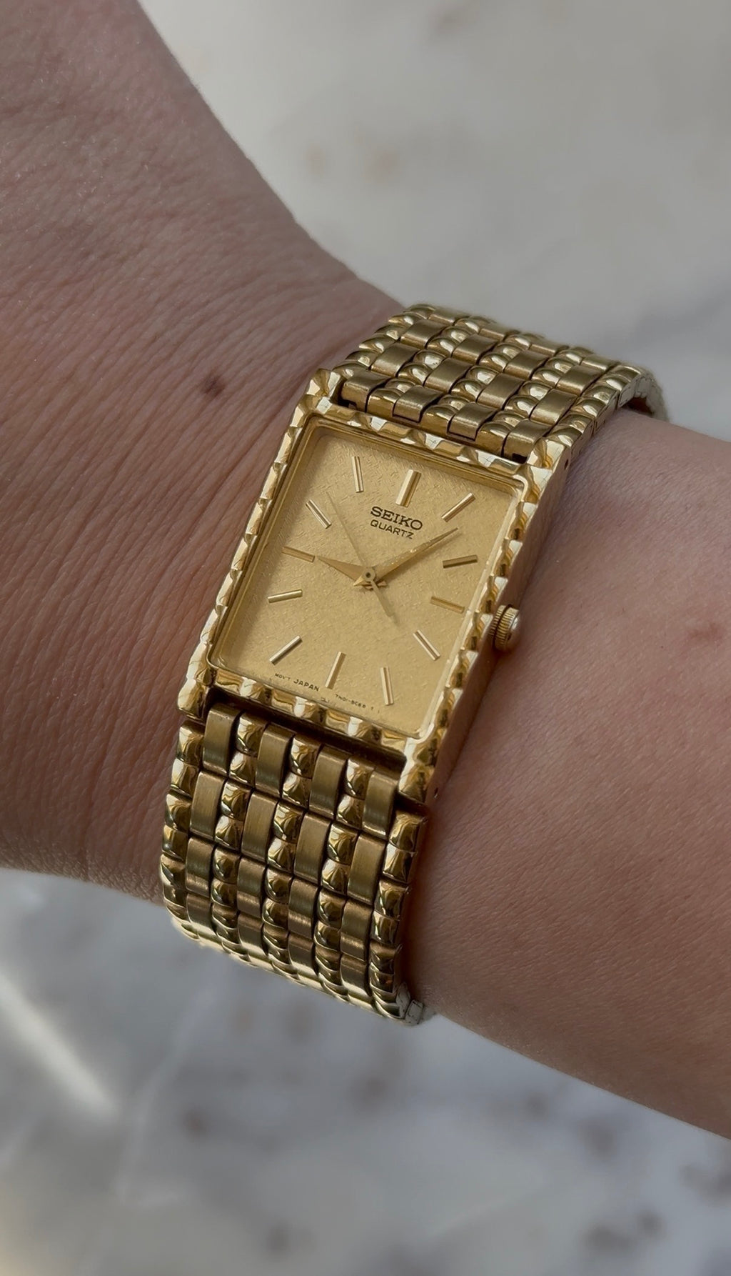1993 Seiko Quartz Gold Tone Tank Watch
