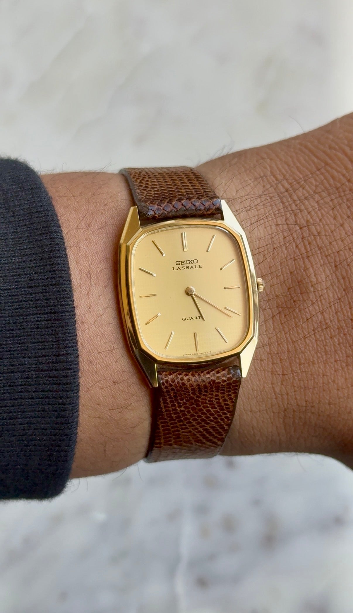 1980 (NOS) Seiko Lassale Quartz Tonneau Tank Watch