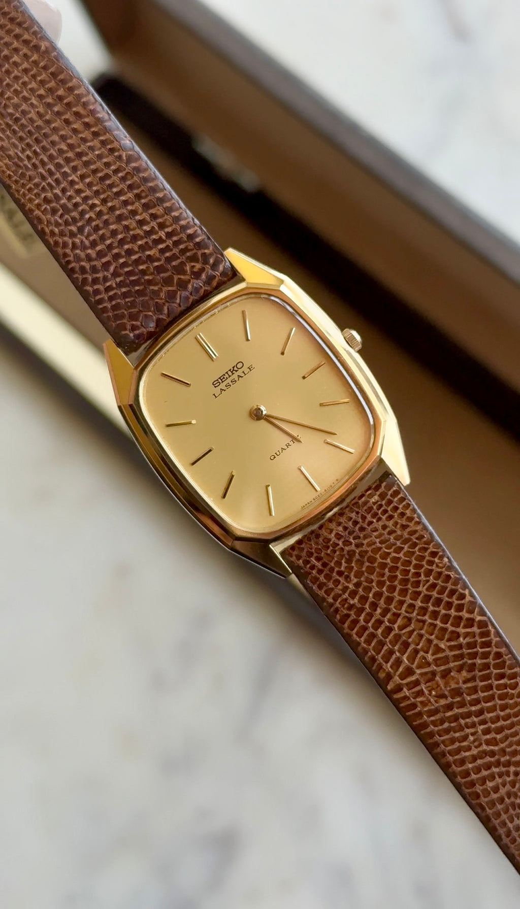 1980 (NOS) Seiko Lassale Quartz Tonneau Tank Watch