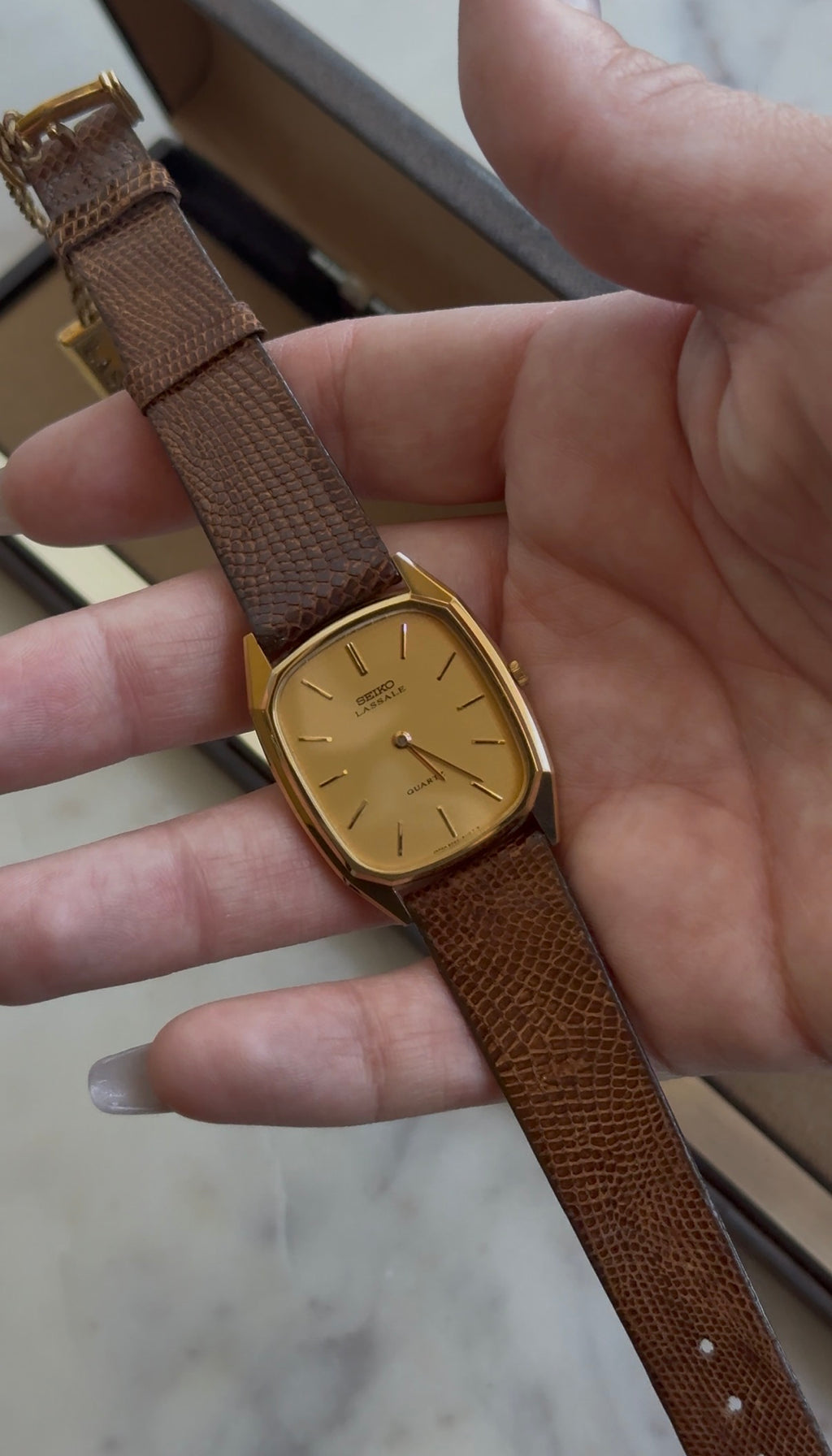 1980 (NOS) Seiko Lassale Quartz Tonneau Tank Watch