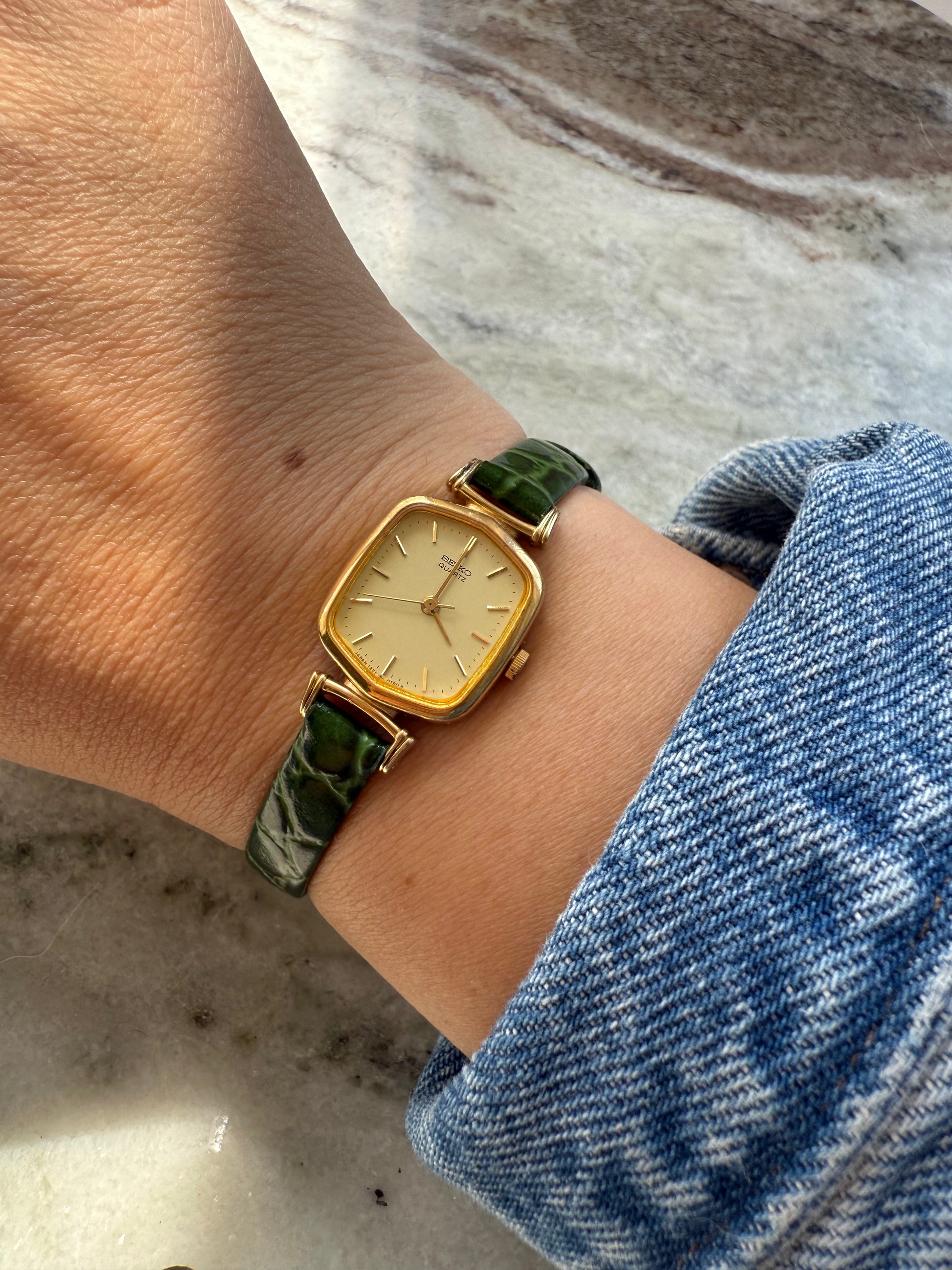1987 Seiko Quartz Gold Plated Hexagon Watch