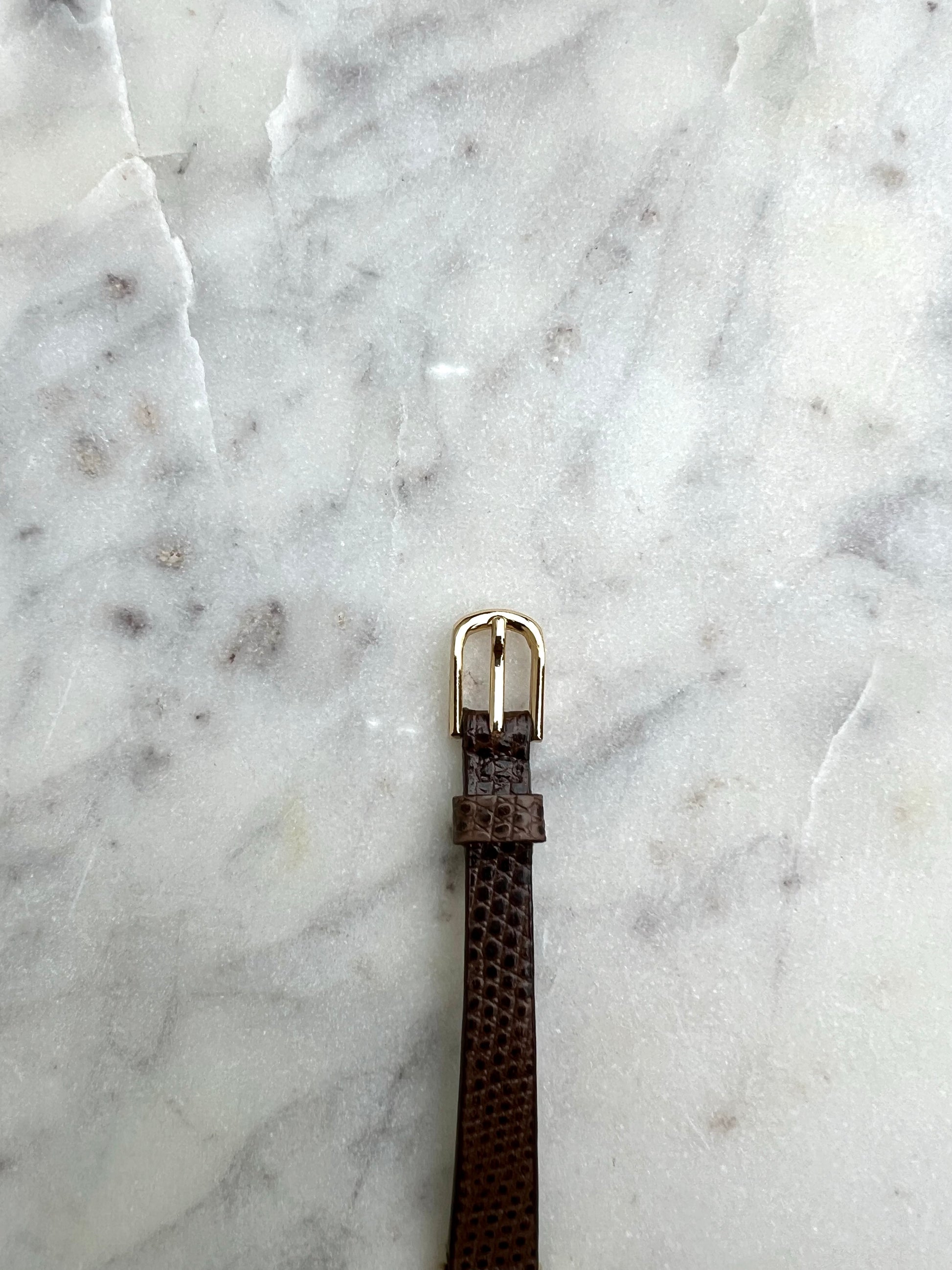 Seiko Vintage Gold Dial Gold Tone Rectangle - 10mm Brown Leather Strap - New Battery - Fits up to 6.5 wrist