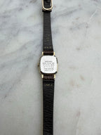 Seiko Vintage Gold Dial Gold Tone Rectangle - 10mm Brown Leather Strap - New Battery - Fits up to 6.5 wrist