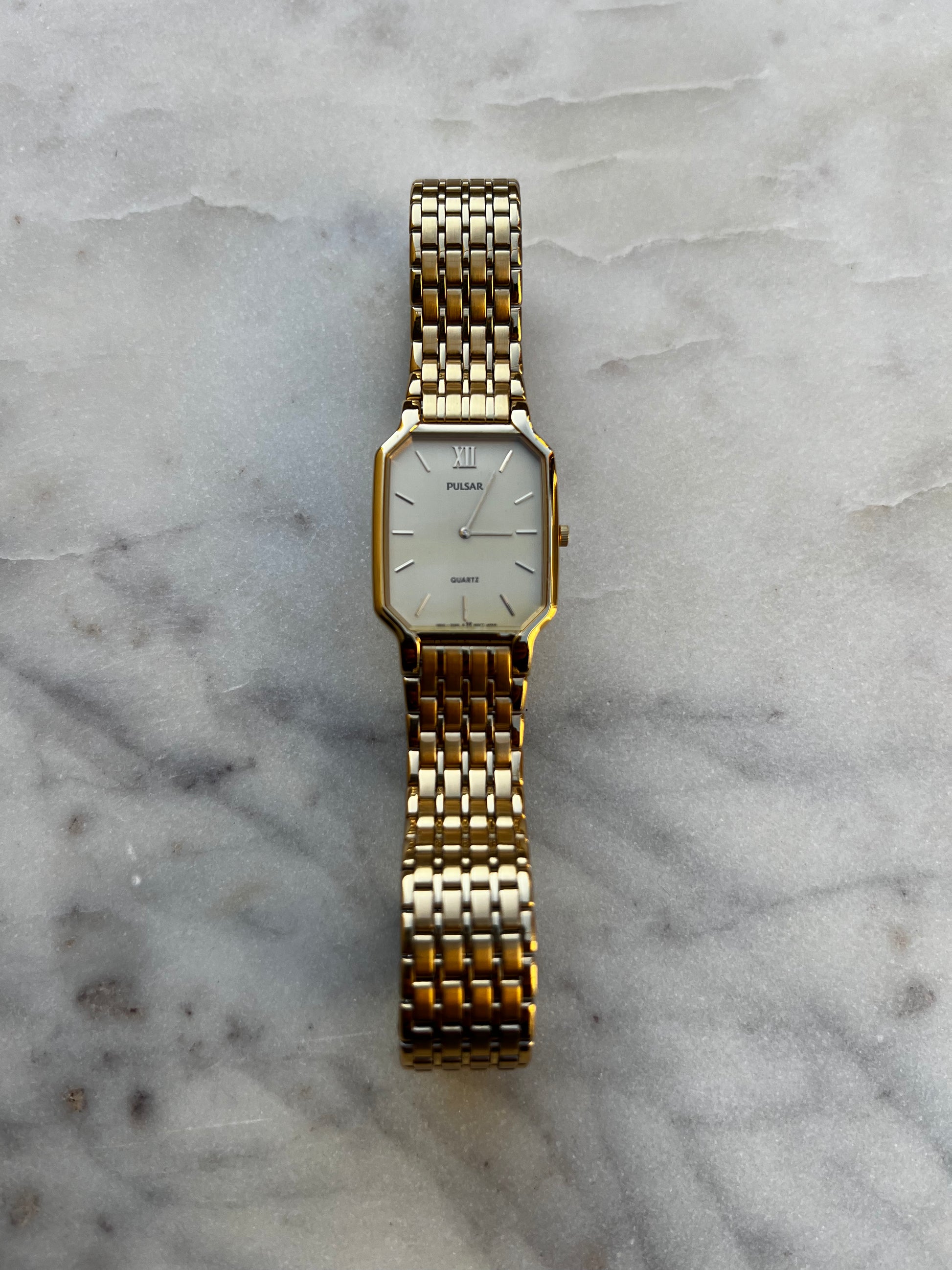 Pulsar by Seiko Vintage Tank Watch Quartz Gold 25mm Watch With Box New Battery (Near Mint)