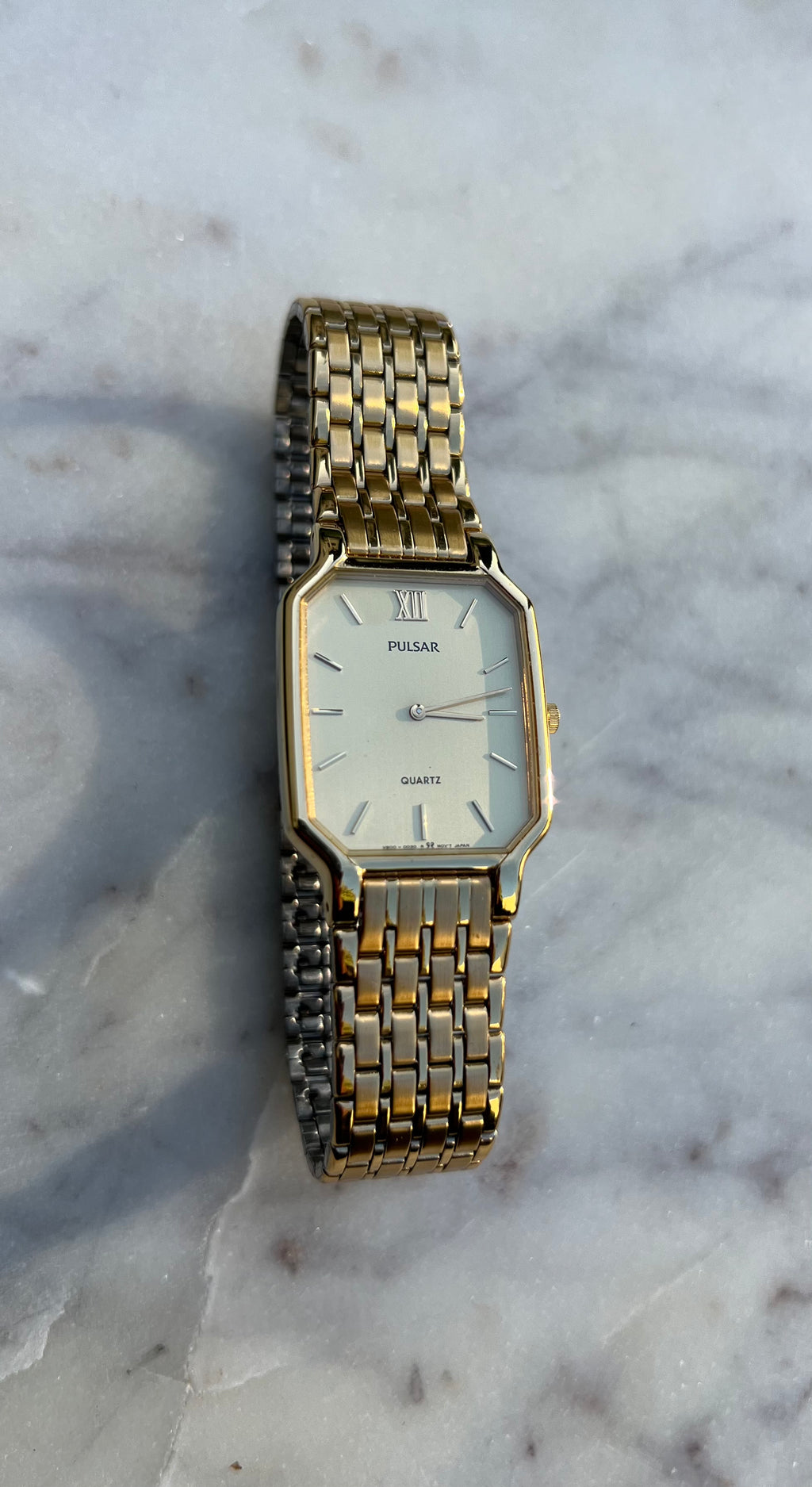 Pulsar by Seiko Vintage Tank Watch Quartz Gold 25mm Watch With Box New Battery (Near Mint)
