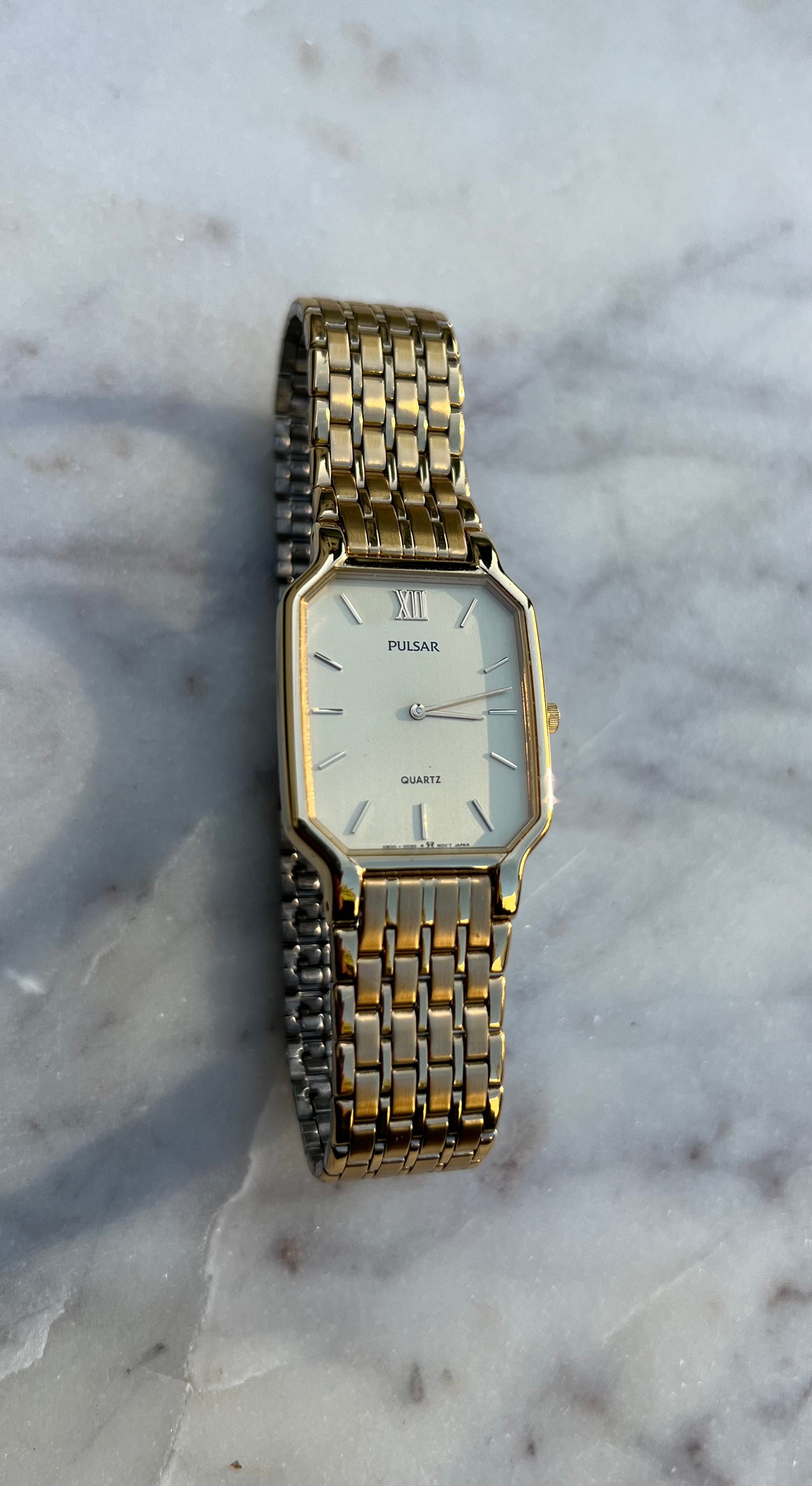 Pulsar by Seiko Vintage Tank Watch Quartz Gold 25mm Watch With Box New Battery (Near Mint)
