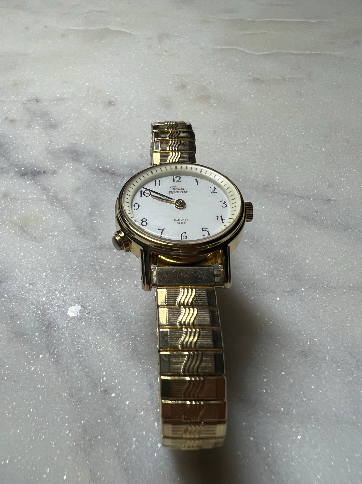 Timex Vintage Indiglo Women Watch Gold Stainless Stretch Light Water Resist