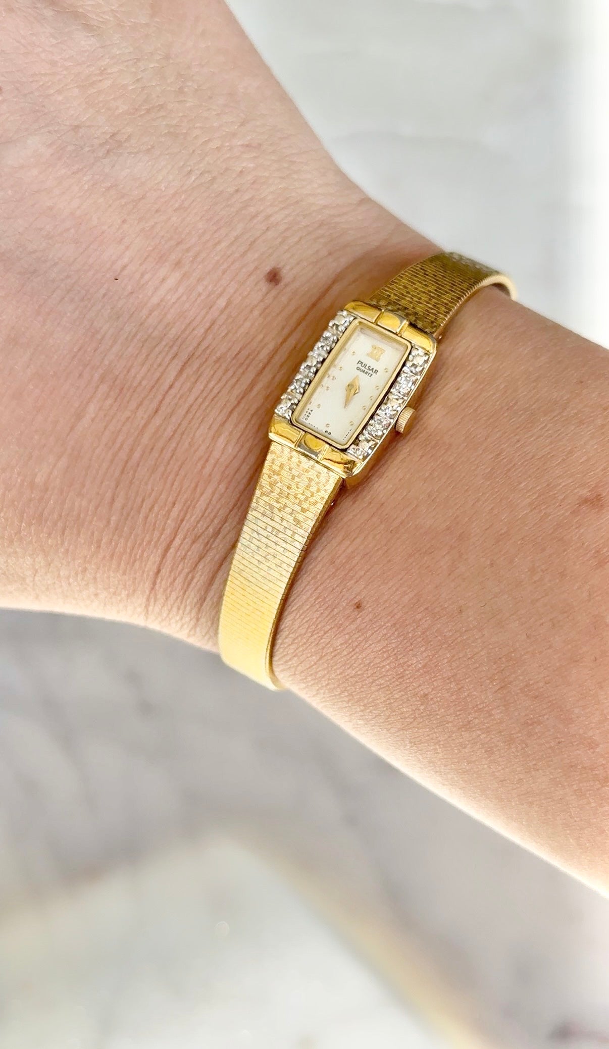 1987 Pulsar Quartz V220 Gemstone Tank Watch