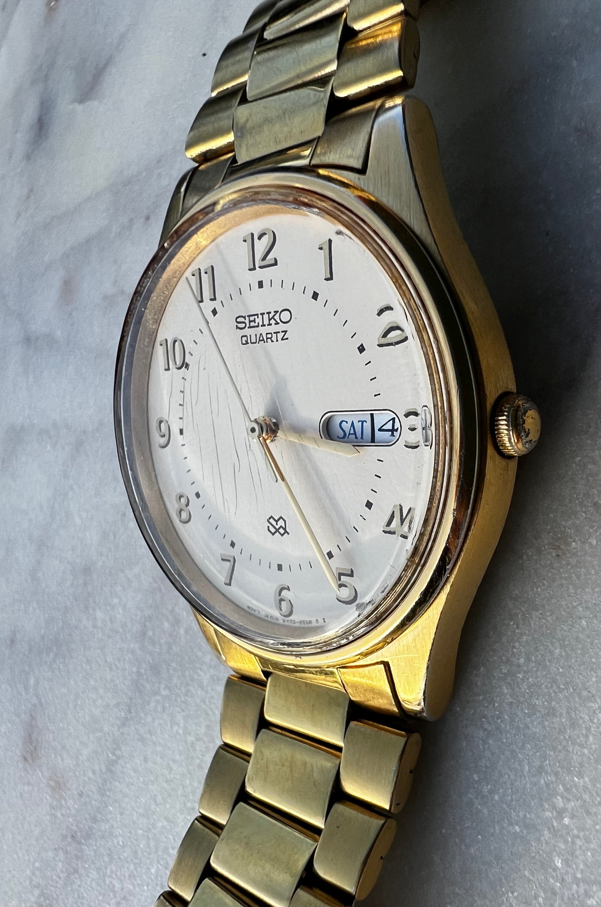 Seiko Vintage 1980 Quartz Gold Tone Day Date Watch