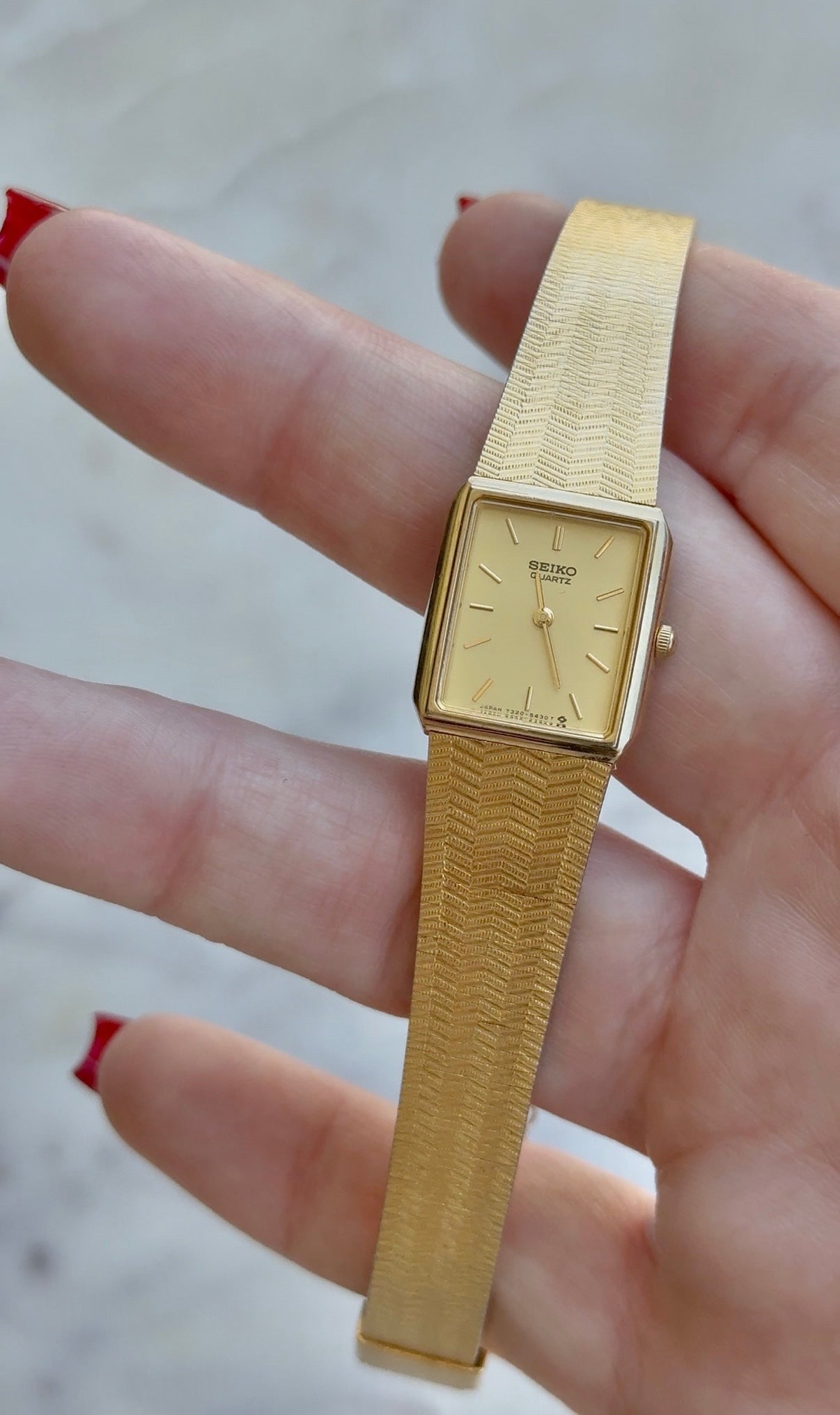 1984 Seiko Quartz Gold Tone Tank Watch