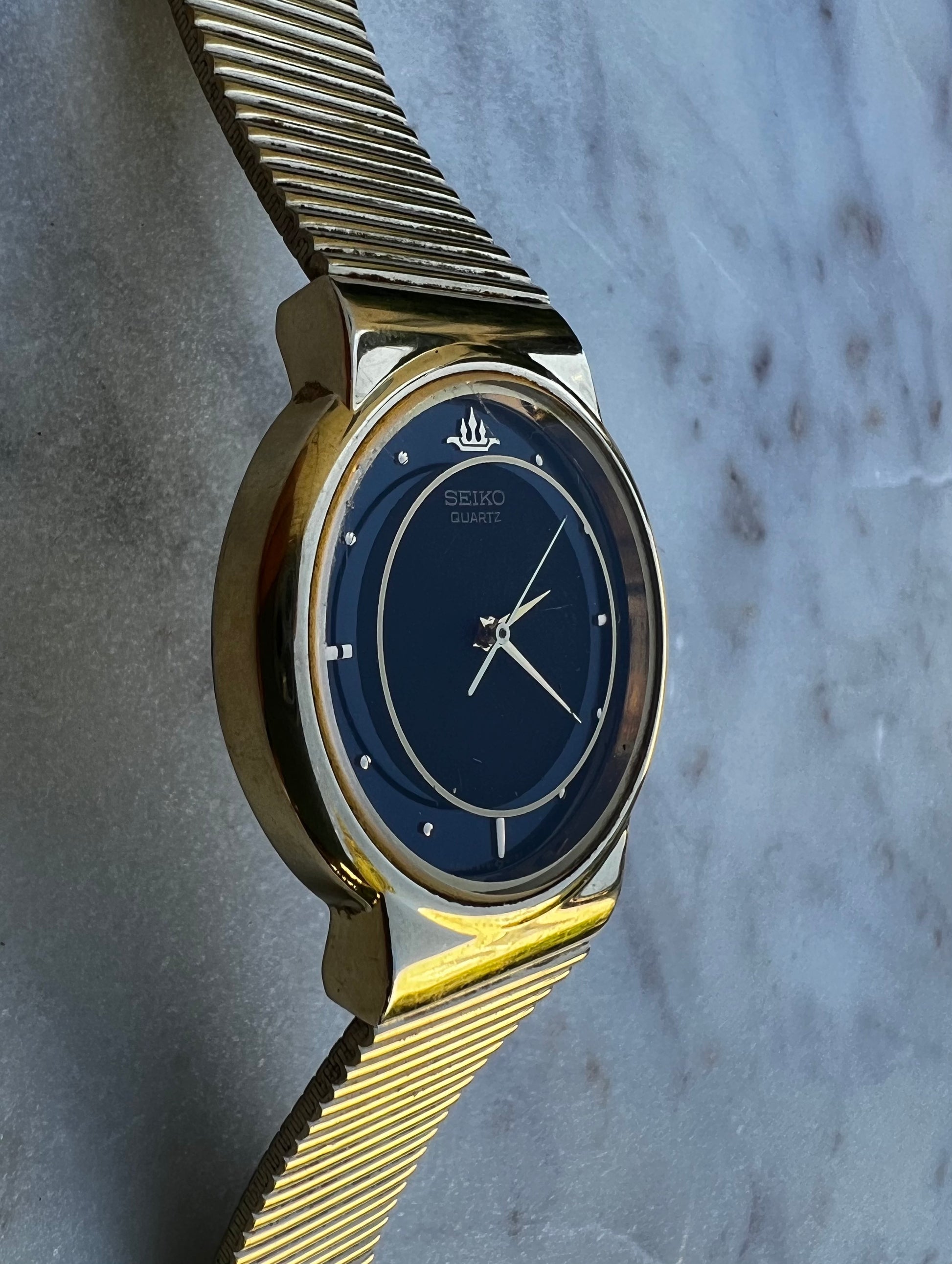 Seiko Vintage Black Dial Gold Tone Watch