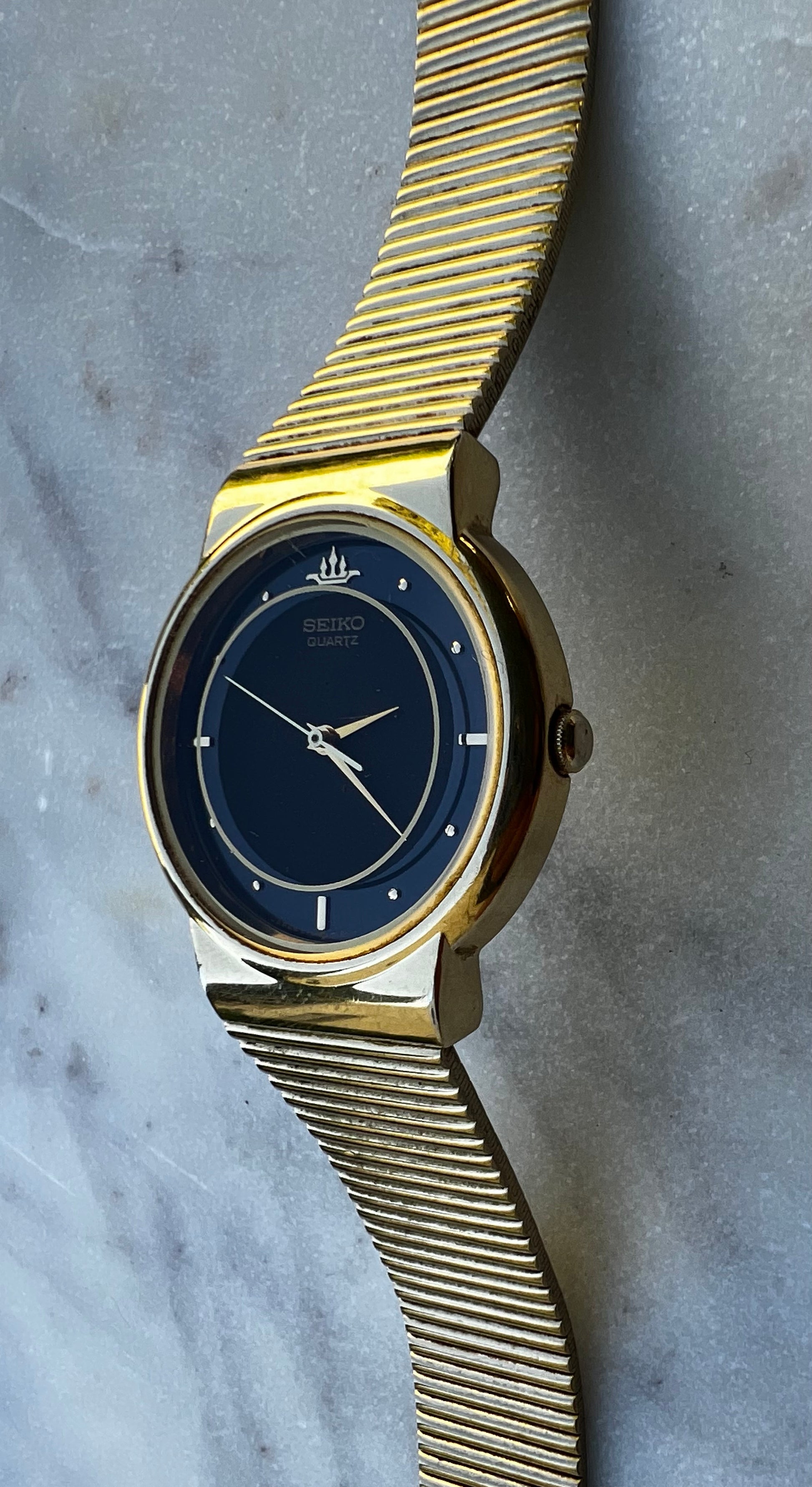 Seiko Vintage Black Dial Gold Tone Watch
