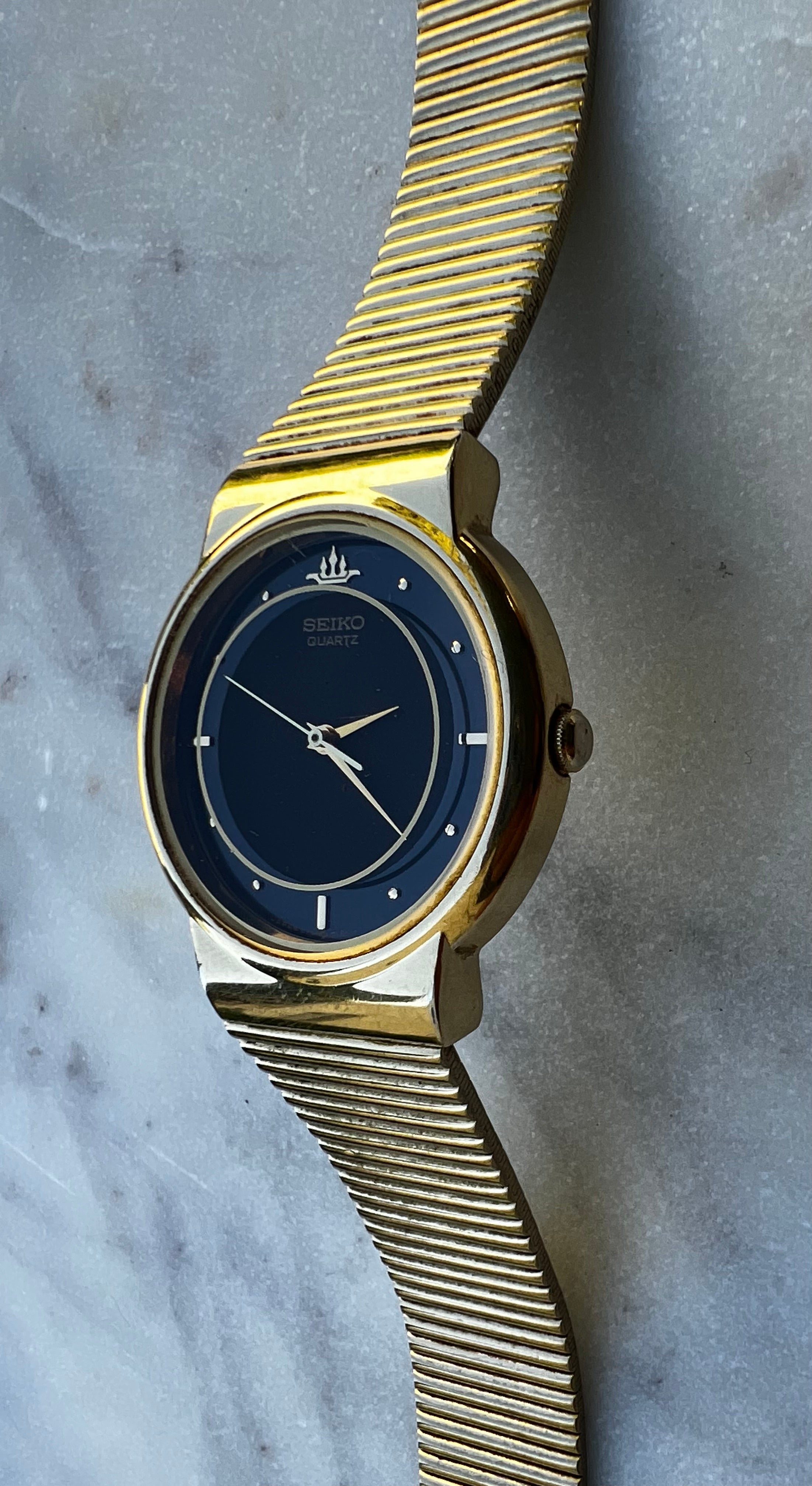 Seiko Vintage Black Dial Gold Tone Watch