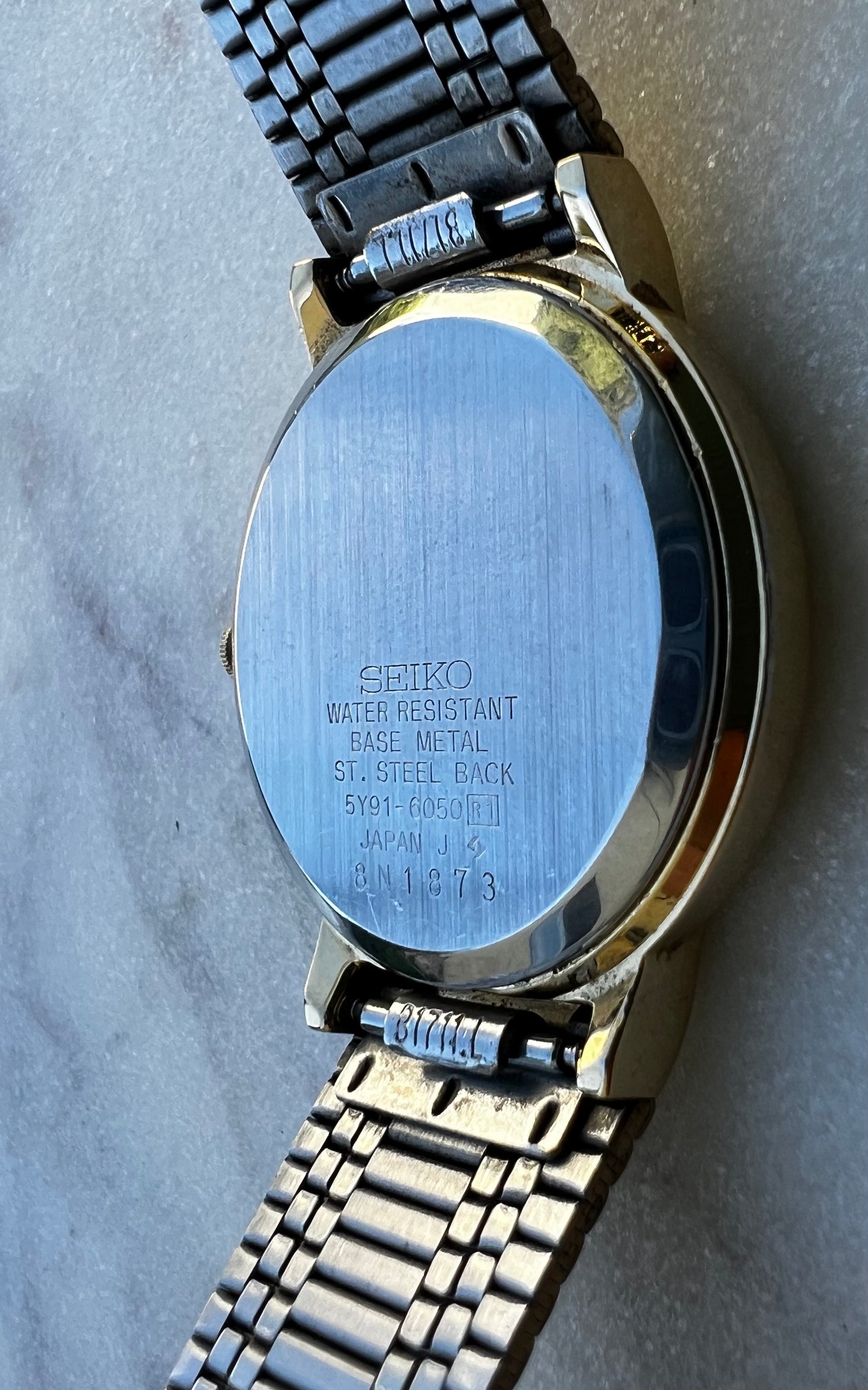 Seiko Vintage Black Dial Gold Tone Watch