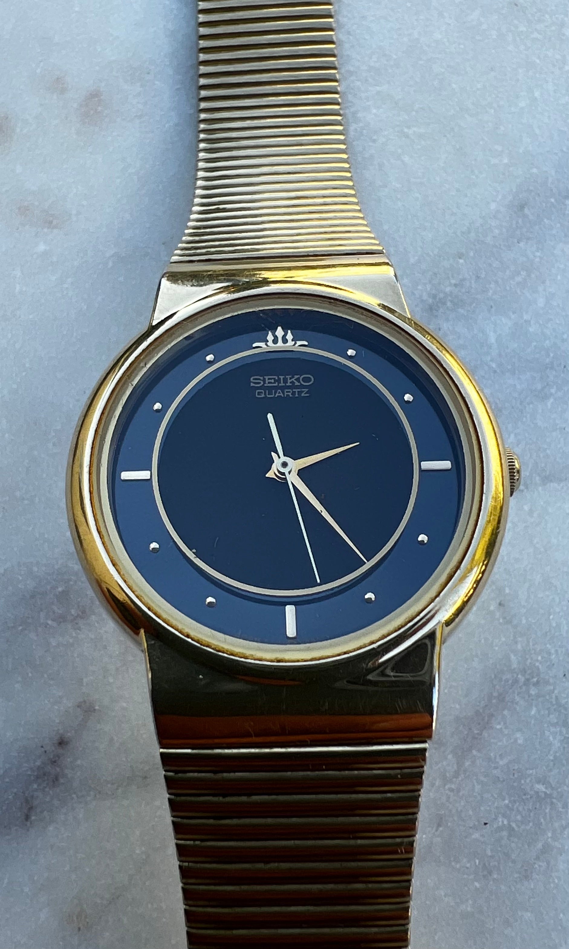 Seiko Vintage Black Dial Gold Tone Watch